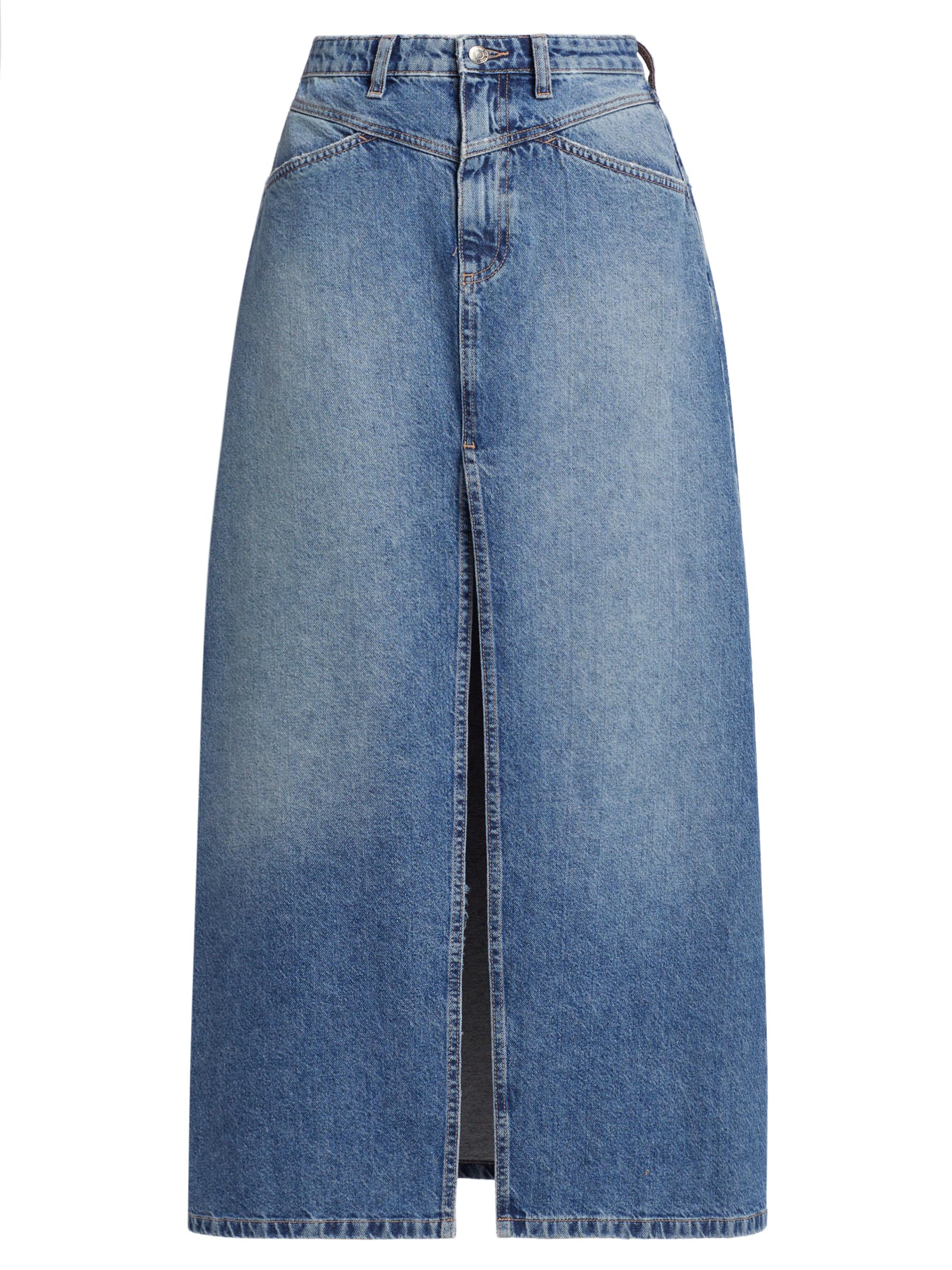 Free People Women's Come As You Are Denim Maxi Skirt - Sapphire Blue Slit