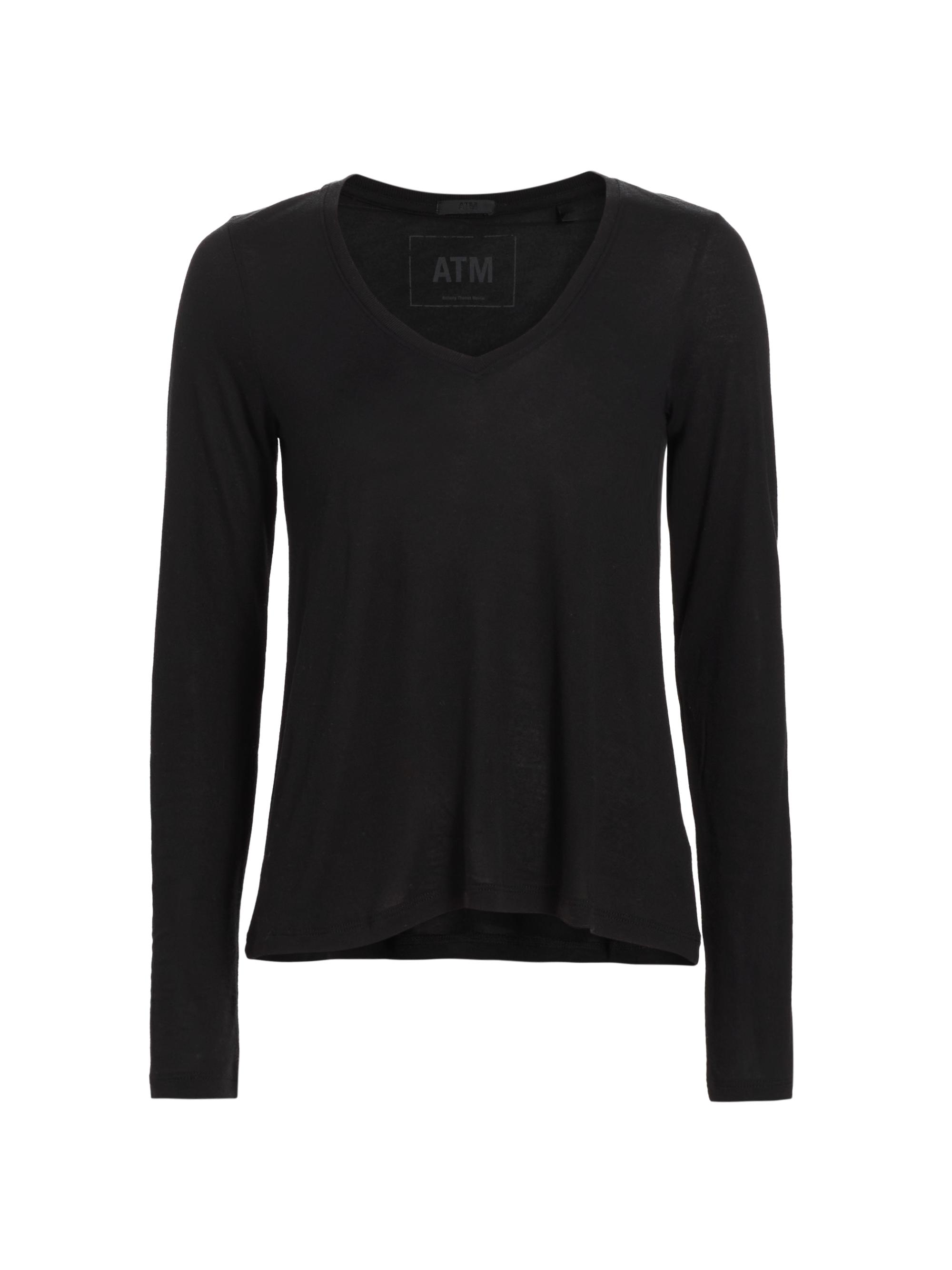 ATM Anthony Thomas Melillo Women's Heavy Modal V-Neck Shirt - Black