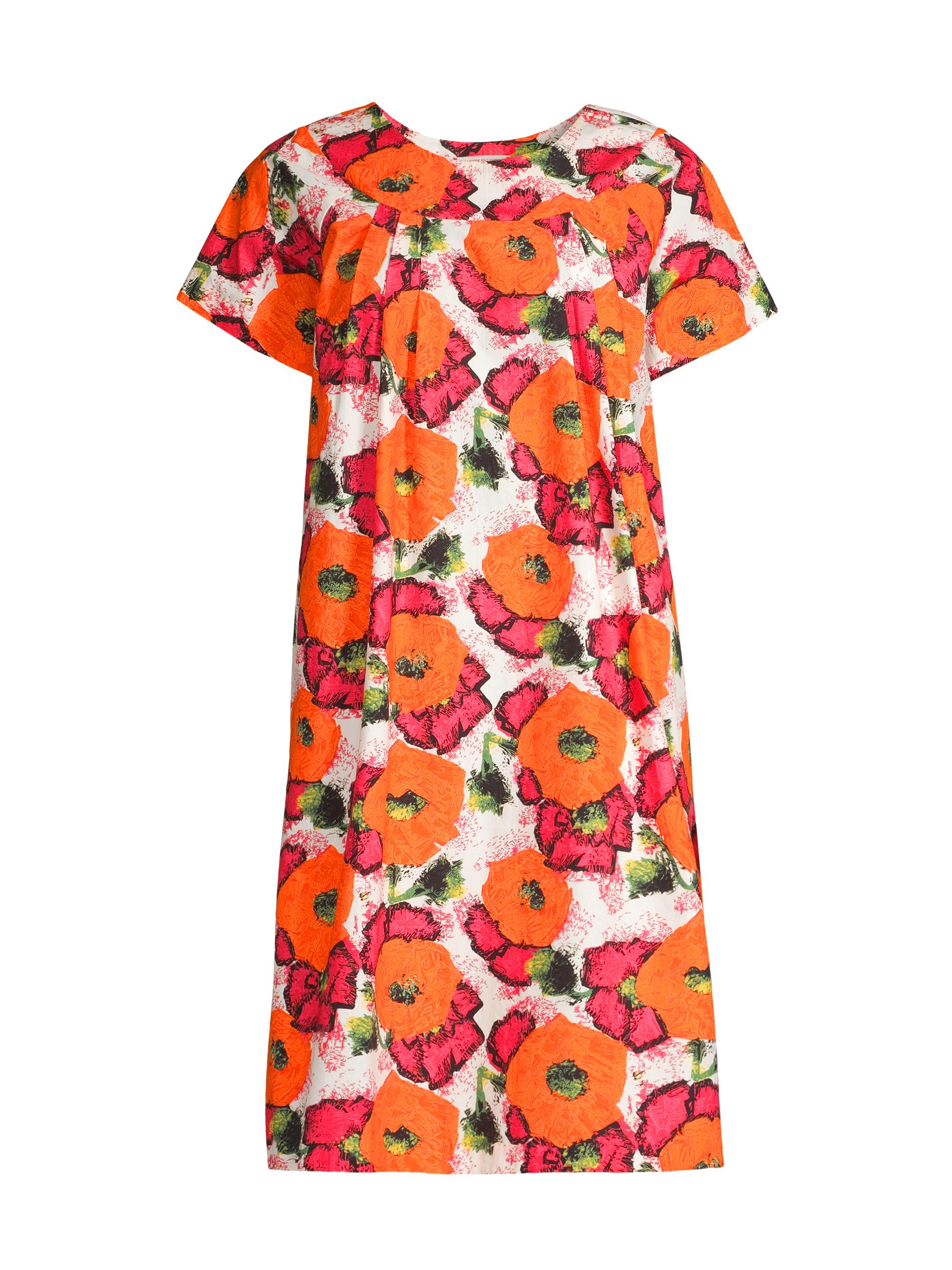 Frances Valentine Women's Floral Cotton Poplin Minidress - Pink Orange Multi
