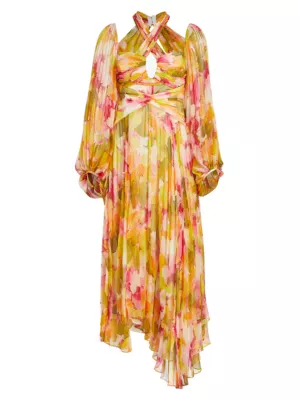 Acler Women's Abbeywood Pleated Balloon-Sleeve Maxi Dress - Camelia Posy