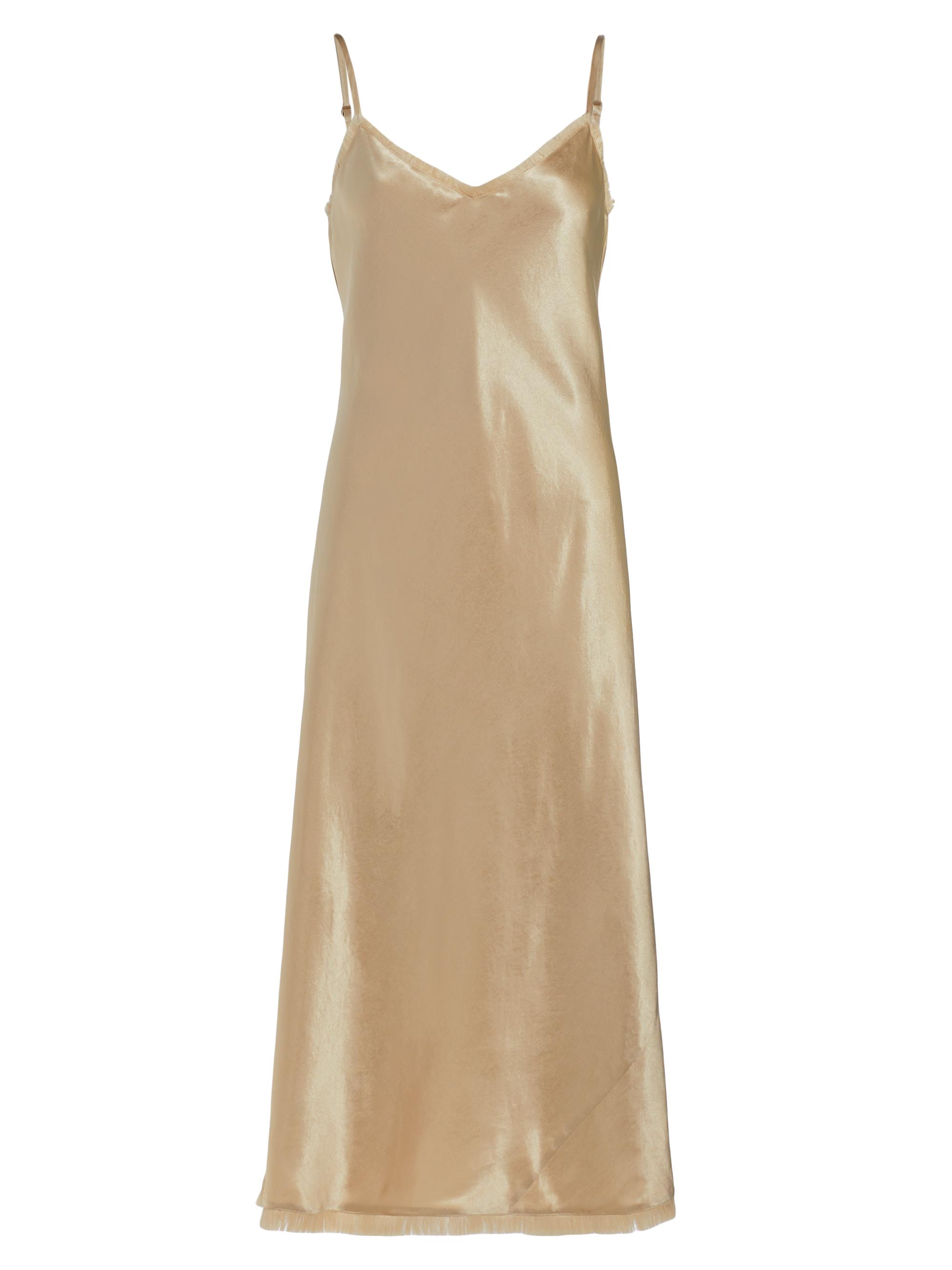 Vince Women's Frayed Satin Bias-Cut Slipdress - Pale Nut