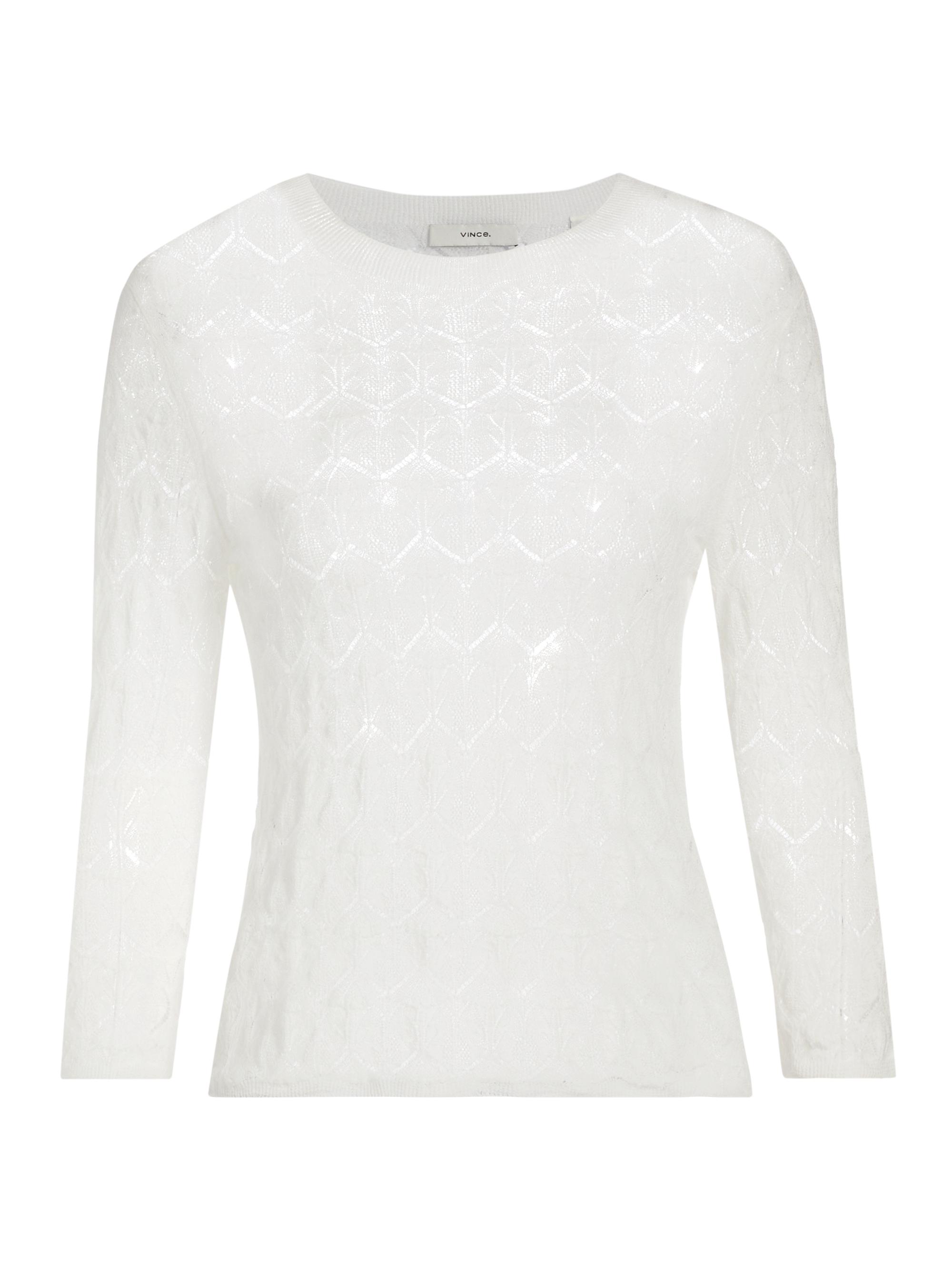 Vince Women's Fine Lace Pointelle Sweater - Optic White