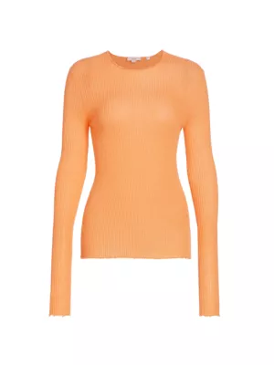 Barrie cashmere short-sleeve top - Orange