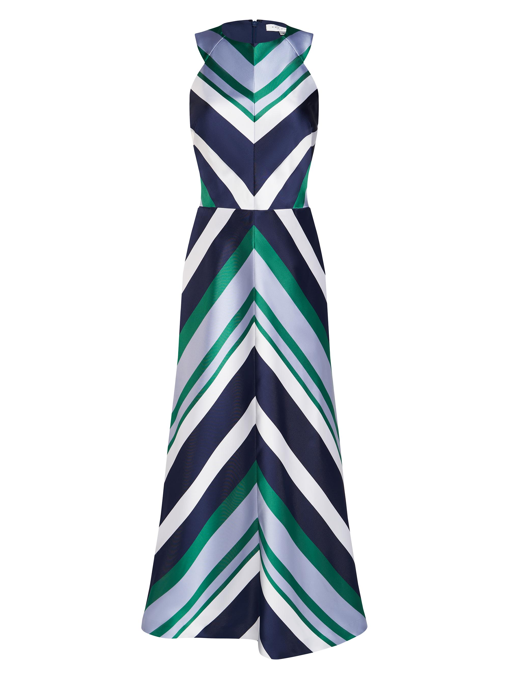 Kay Unger Women's Leigh Striped Satin Midi-Dress - Deep Navy