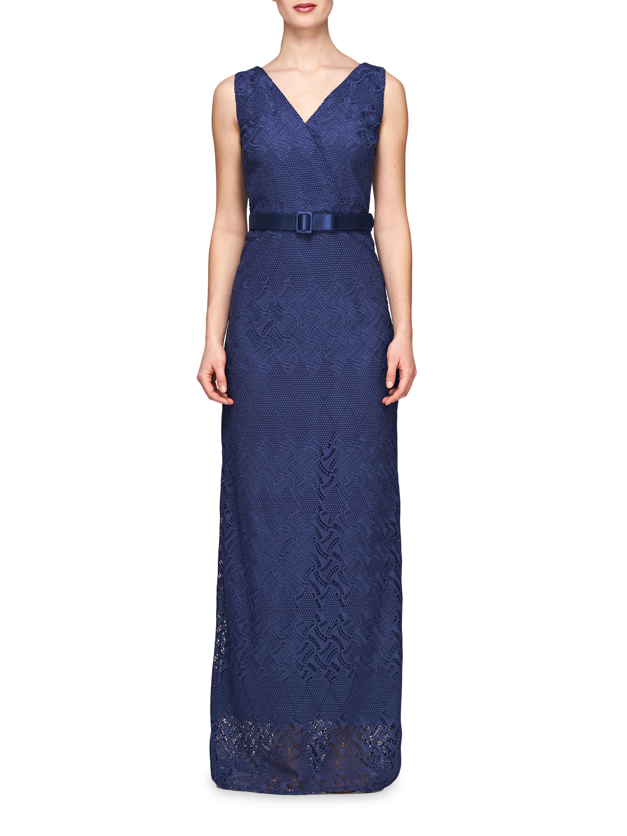 Kay Unger Hendrix Belted Lace Column Gown | Saks Fifth Avenue