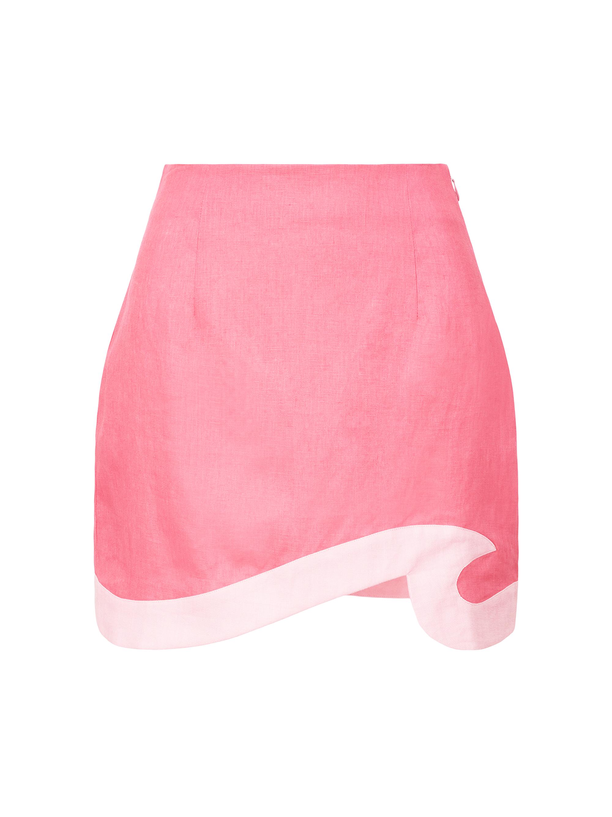 Staud Women's Leandro Two-Tone Linen Miniskirt - Coral Paradise Pearl Pink