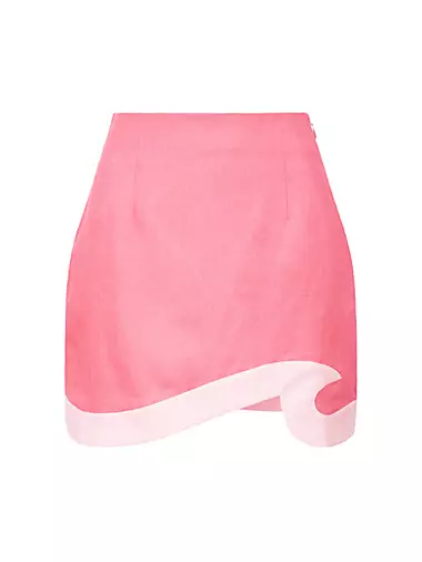 Leandro Two-Tone Linen Miniskirt