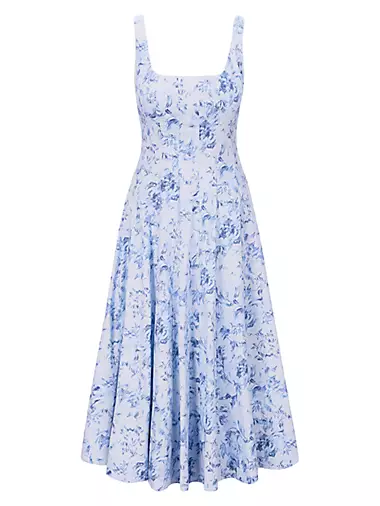 Wells Floral Cotton Midi-Dress