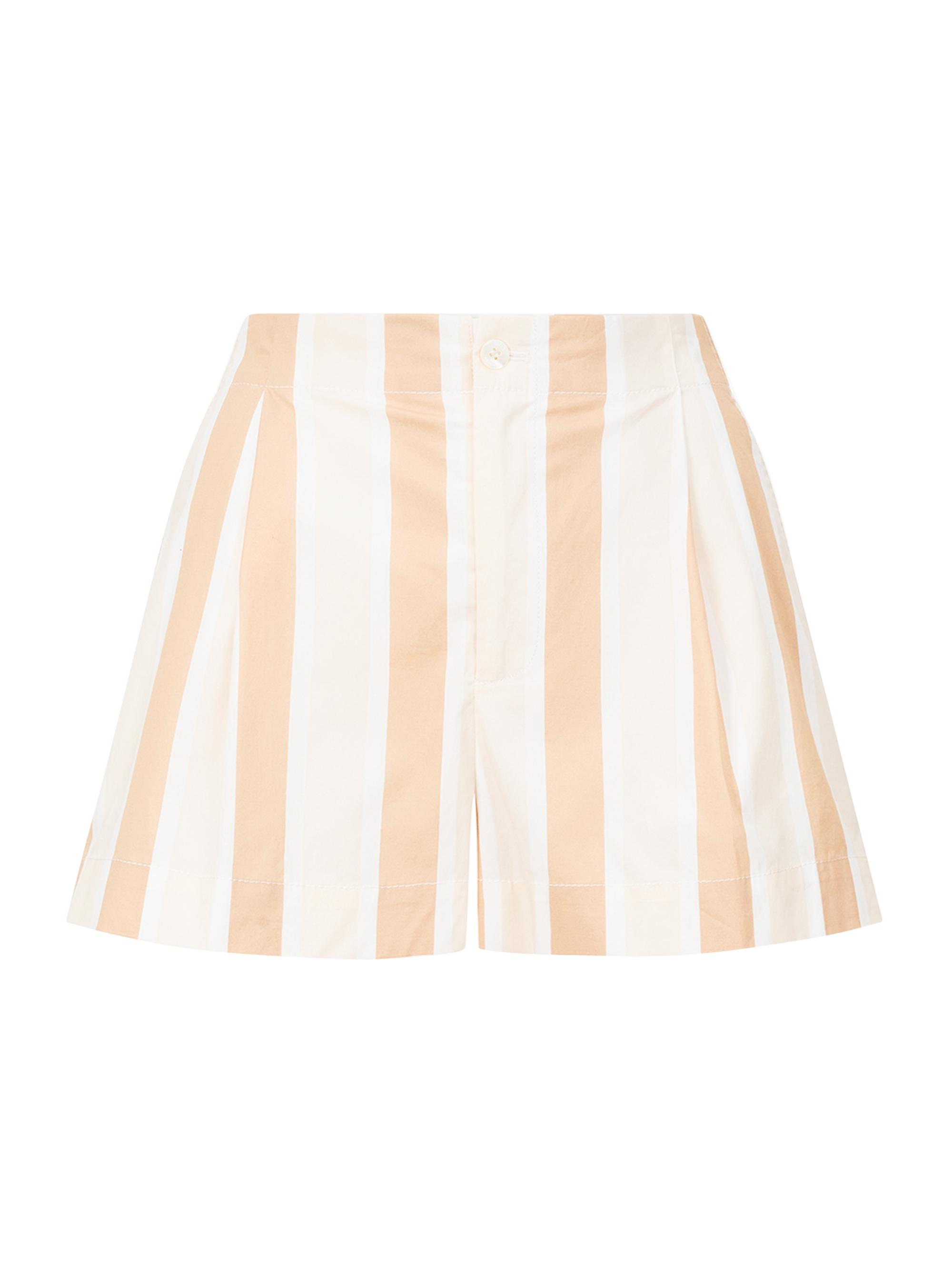 Staud Women's Zoey Striped Cotton Shorts - Sand Stripe