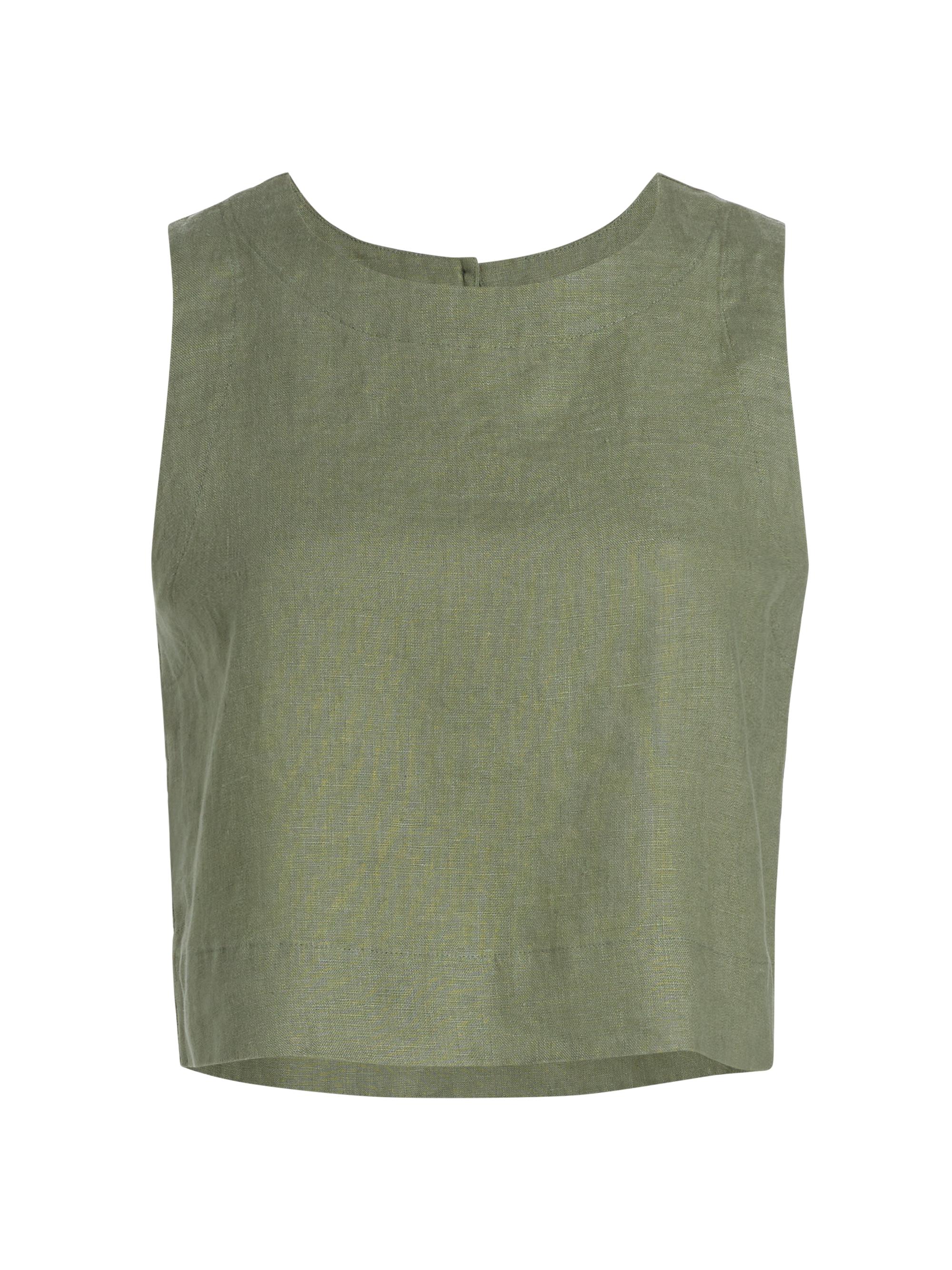 XÍRENA Women's Robbie Linen Crop Top - Mossy