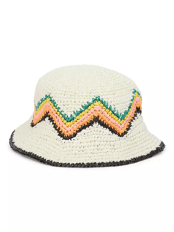 Shop Casablanca Day Of Victory Striped Raffia Bucket Hat | Saks 