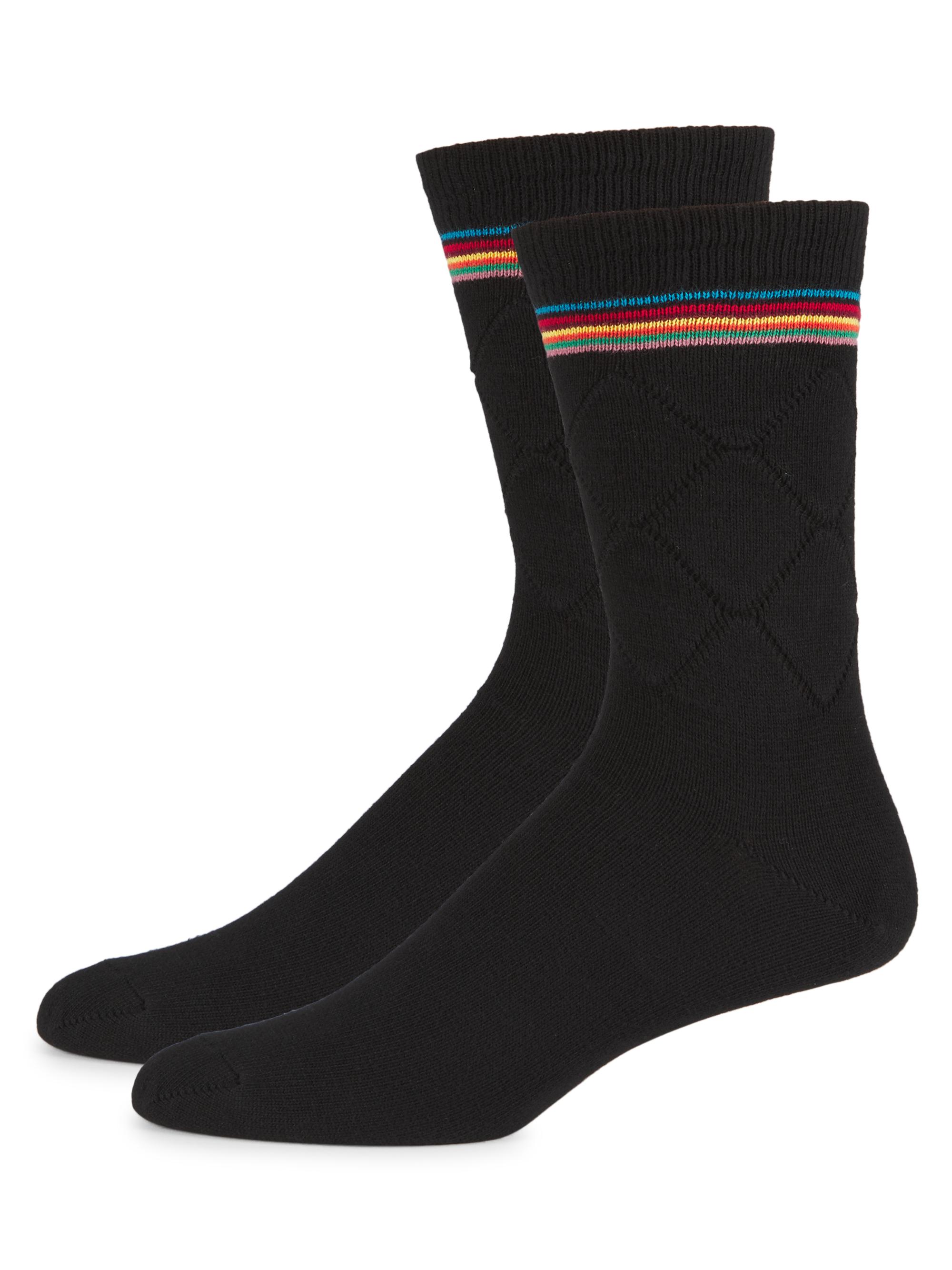 Paul Smith Men's 2-Pack Striped Cotton-Blend Socks - Black