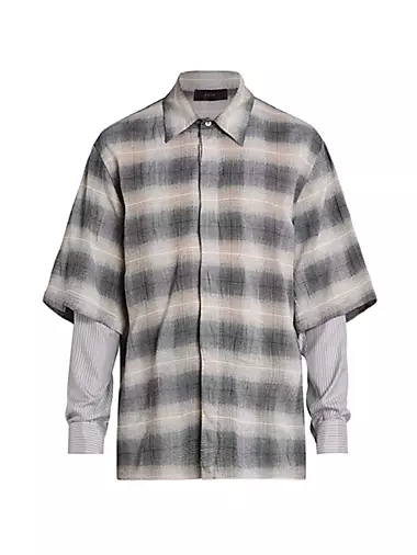 Plaid Cotton-Blend Long-Sleeve Shirt
