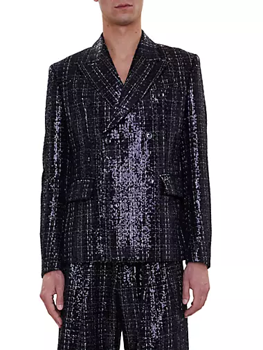 Sequined Bouclé Double-Breasted Blazer