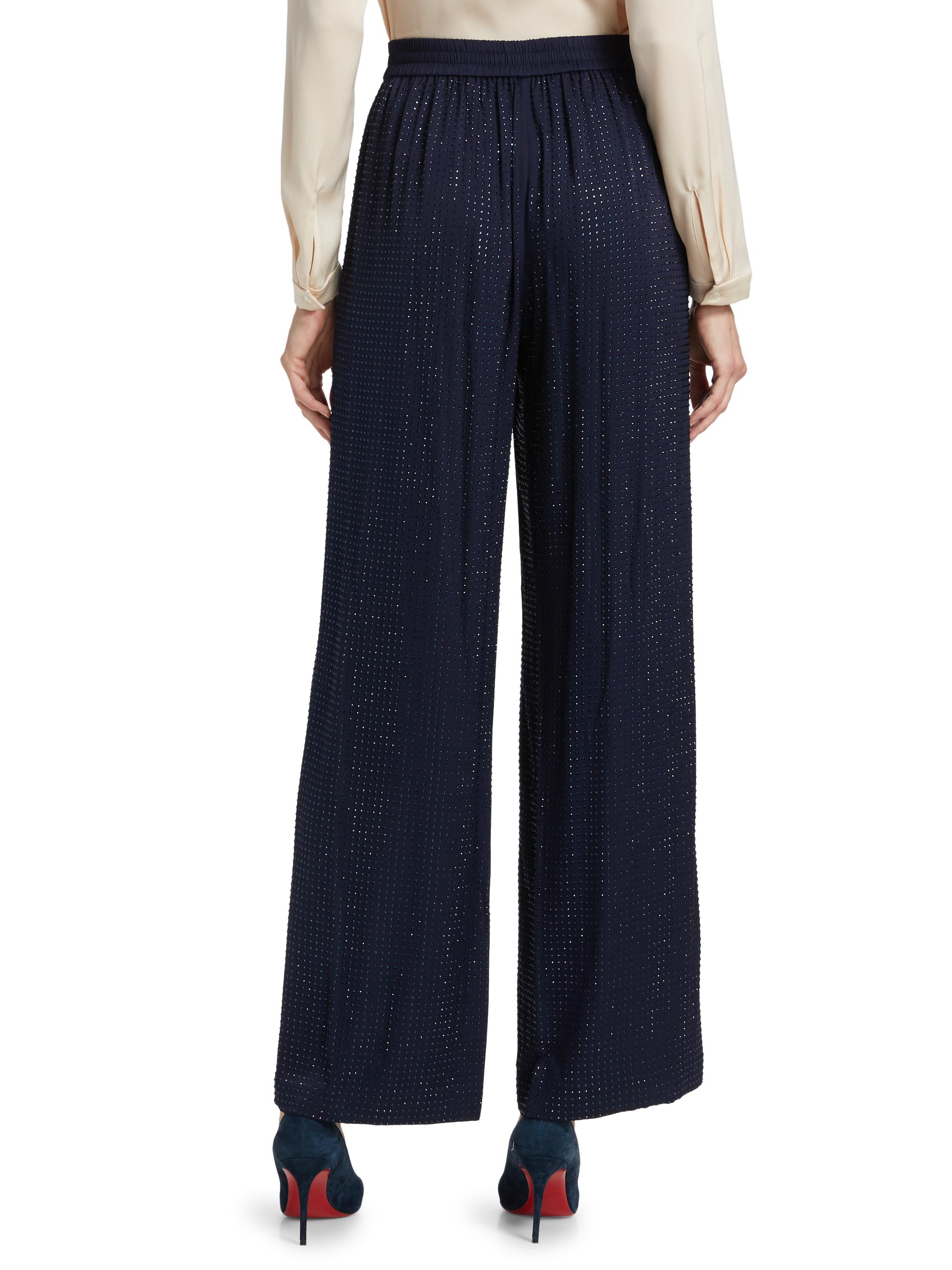 Kobi Halperin Lane Embellished Silk-Blend Wide-Leg Pants