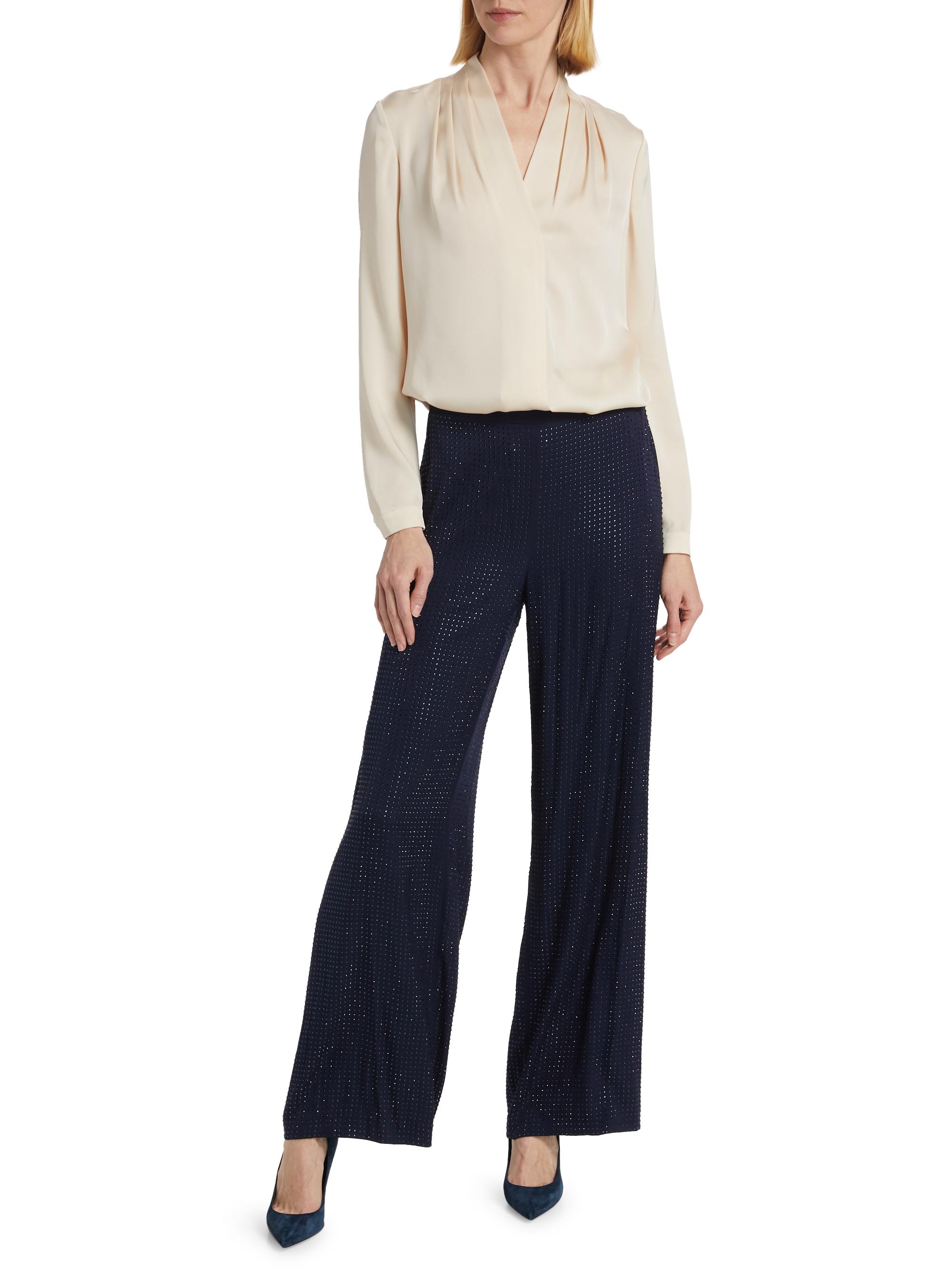 Shop Kobi Halperin Lane Embellished Silk-Blend Wide-Leg Pants 