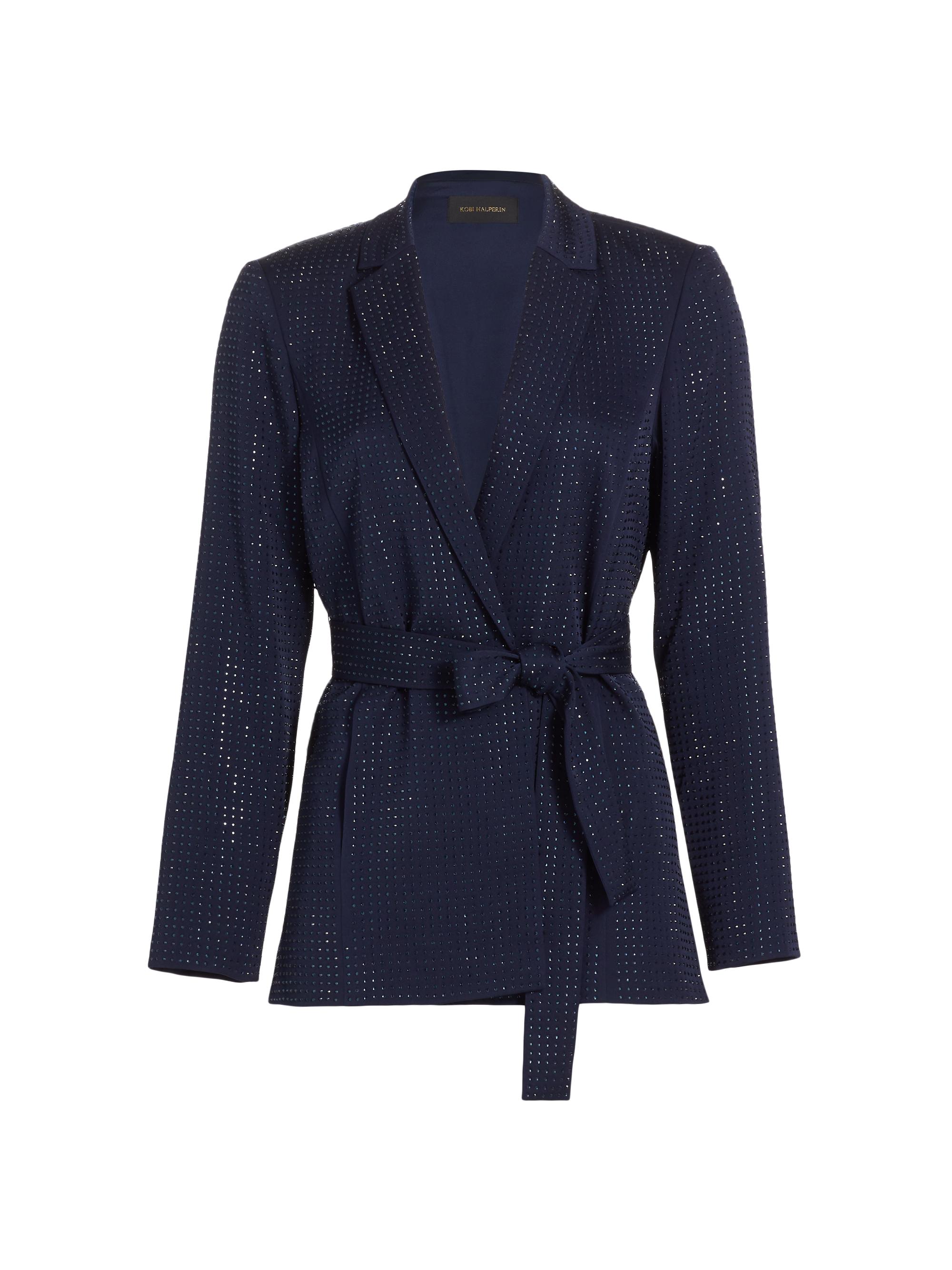 Kobi Halperin Women's Brett Crystal-Embellished Belted Jacket - Midnight Blue