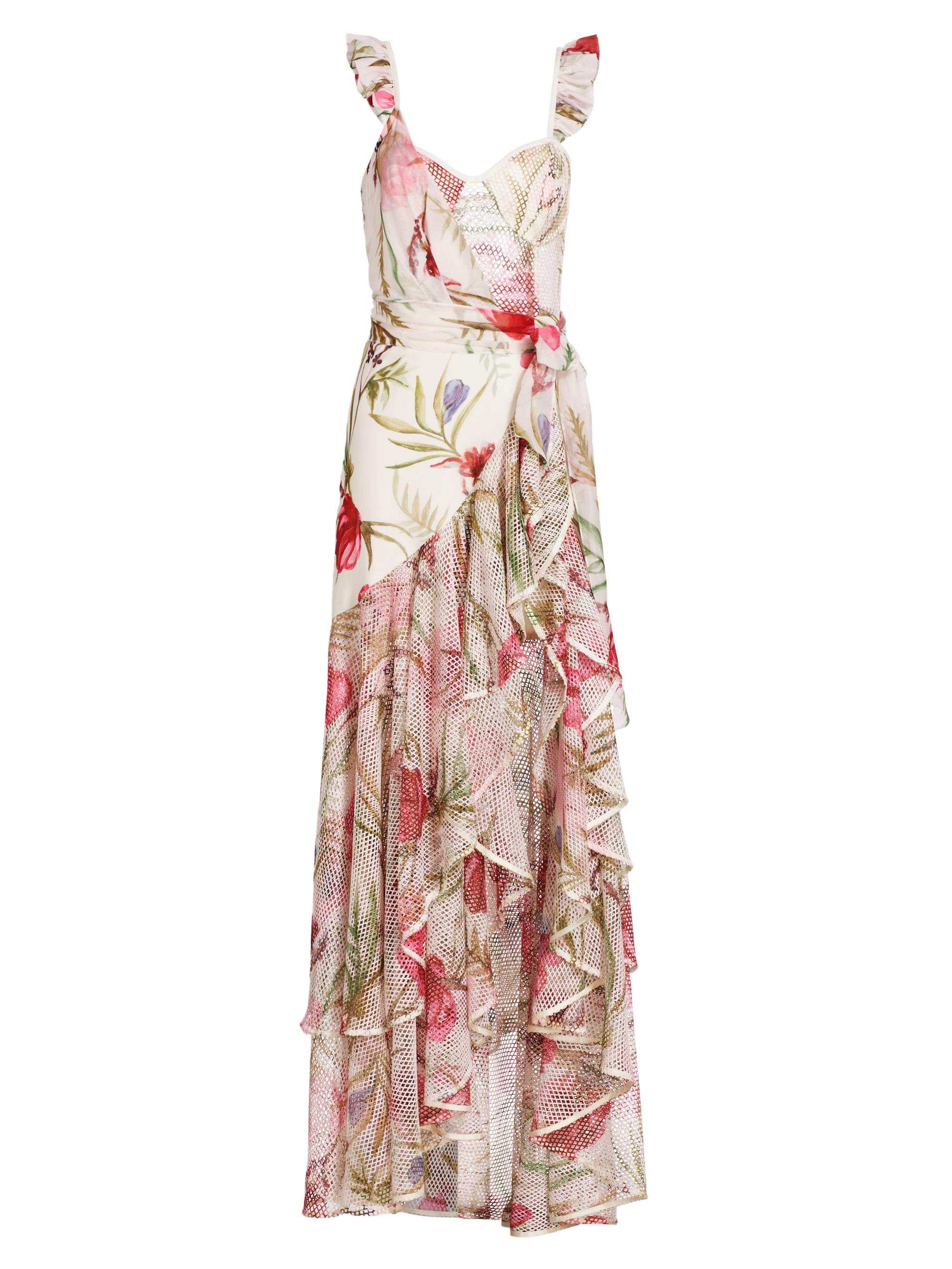 PatBO Women's Viera Floral Ruffled Maxi Dress - White