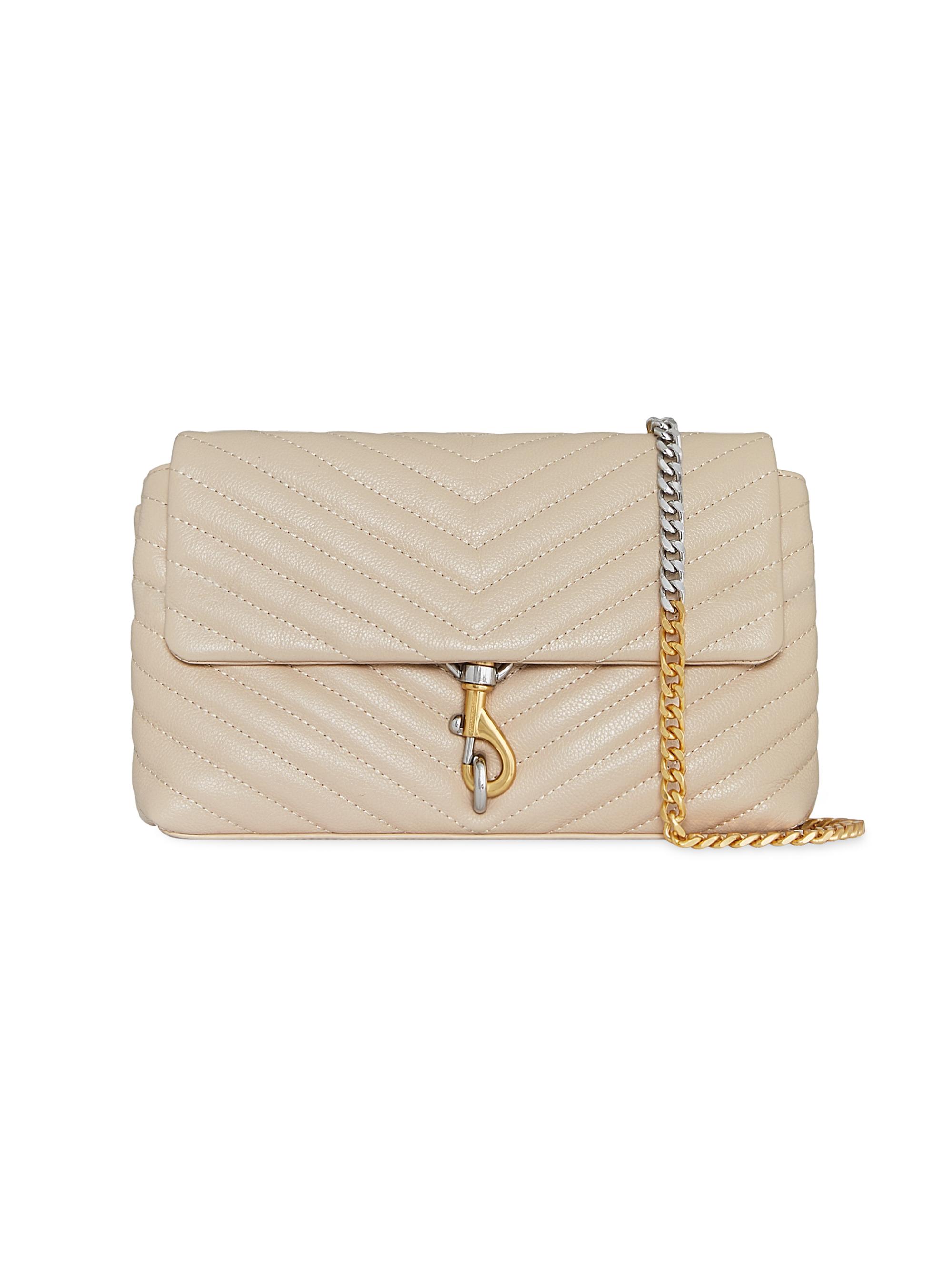 Rebecca Minkoff Women's  Edie Chevron-Quilted Leather Crossbody Bag - Stone