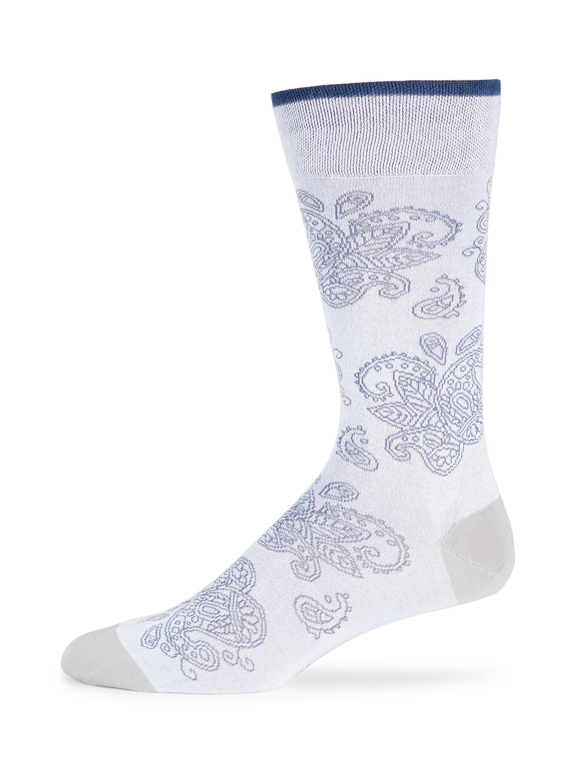 Marcoliani Men's Abstract Mid-Calf Socks - Ice Grey