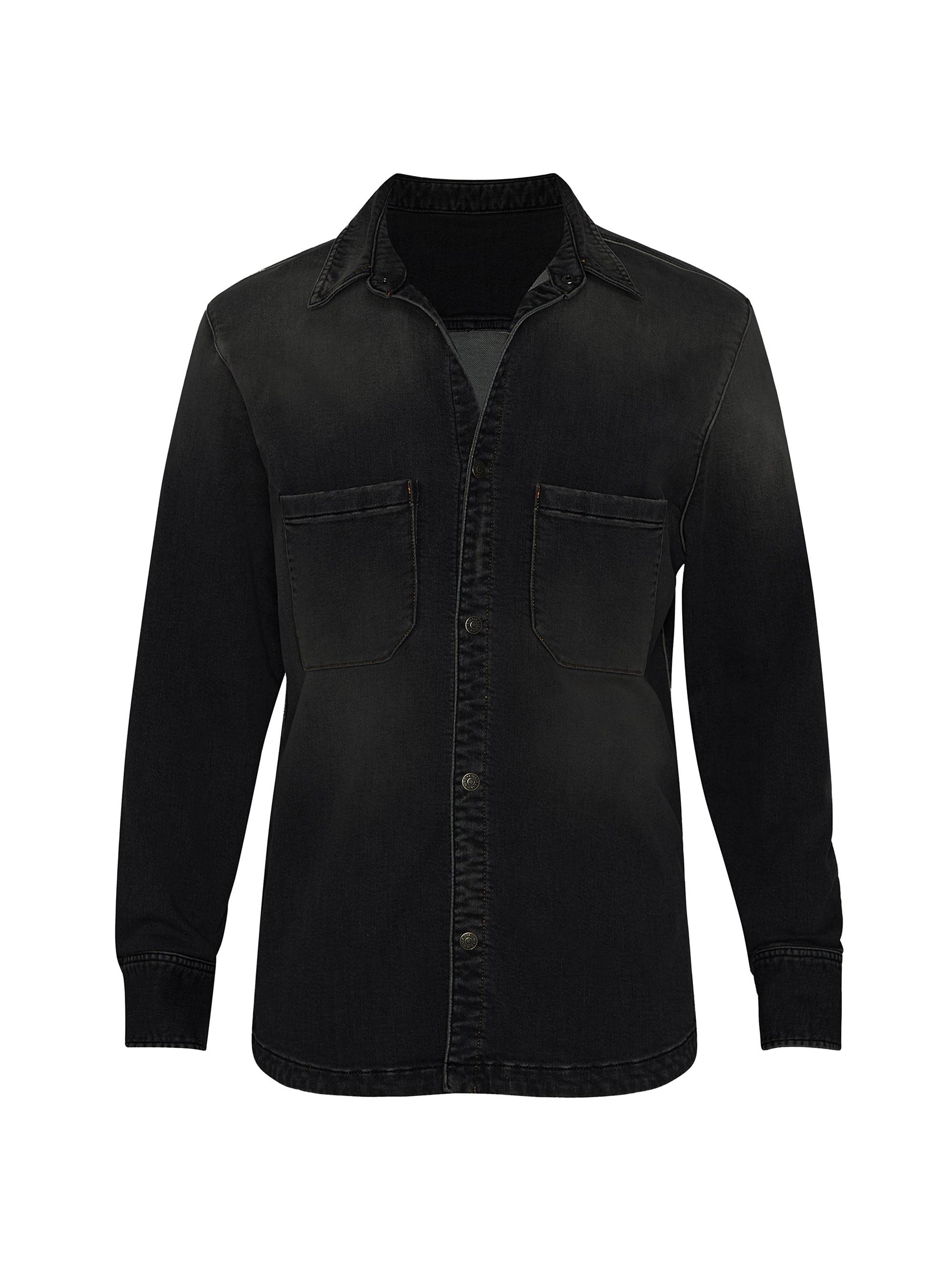 Ser.o.ya Men's Marcus Coated Denim Shirt Jacket - Black