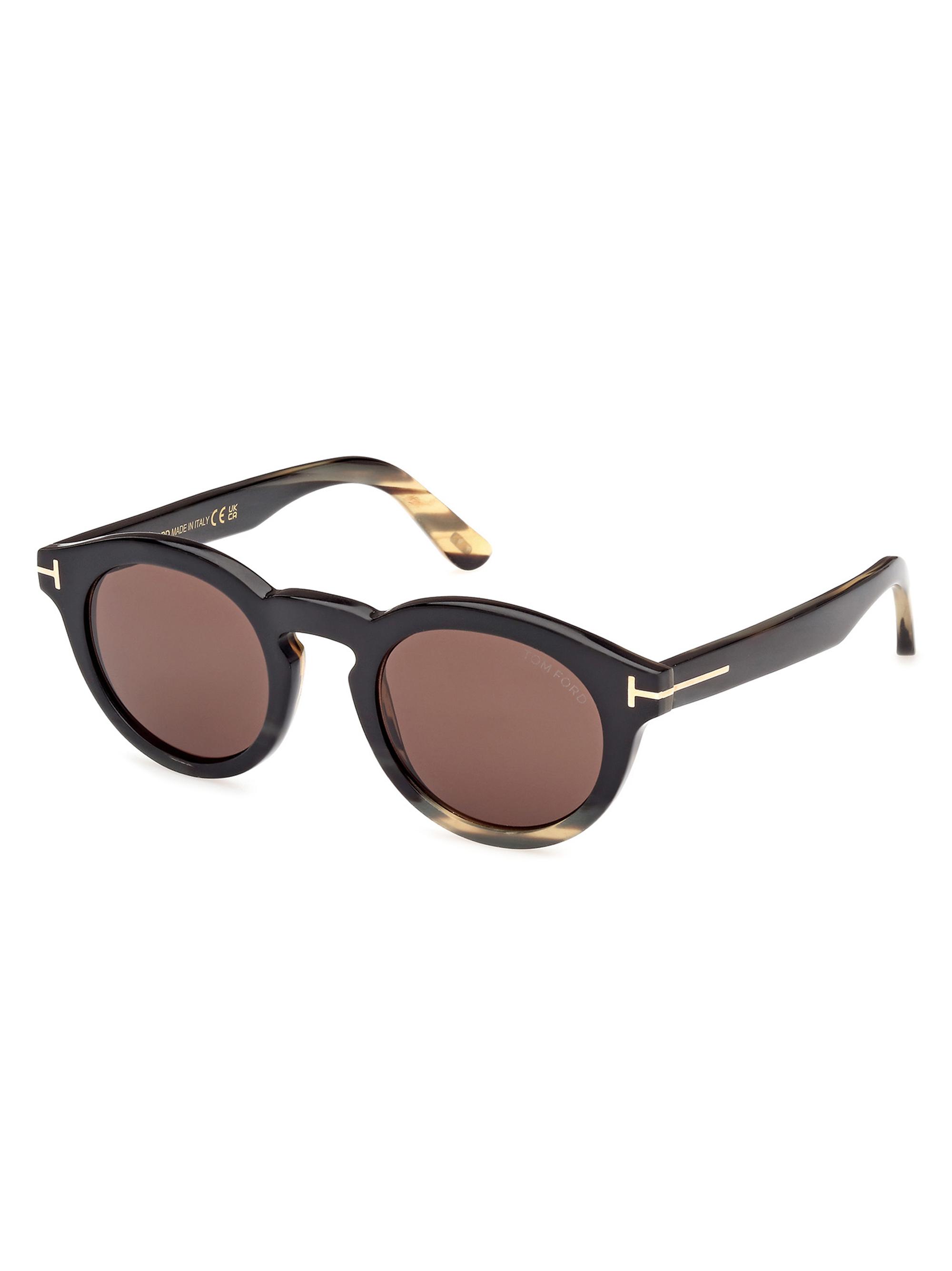 TOM FORD Men's 47MM Round Sunglasses - Brown Striped Brown