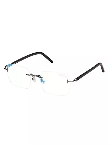 54MM Blue Block Rectangular Glasses