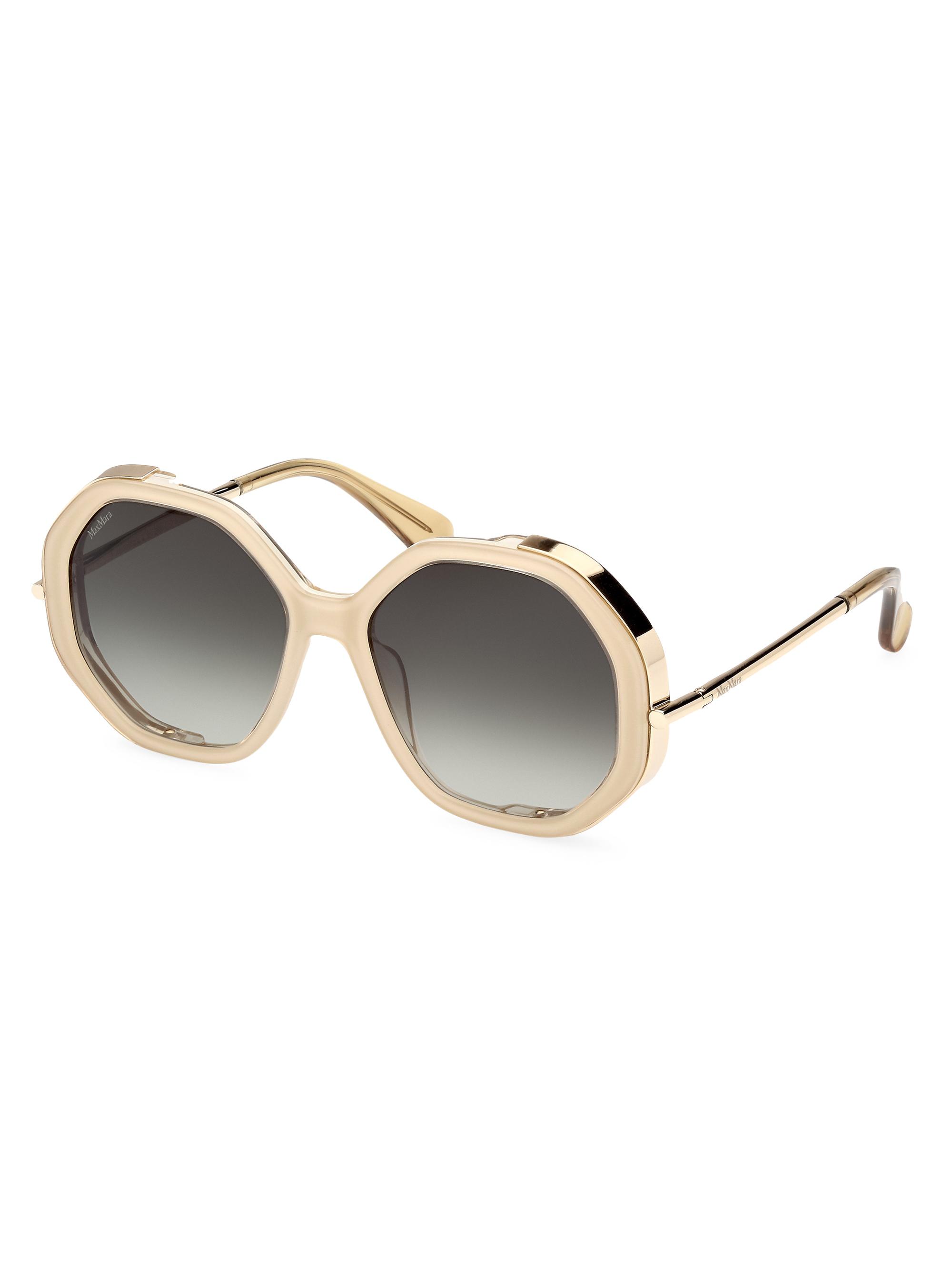 Max Mara Women's 55MM Geometric Sunglasses -  Gold Gradient Green