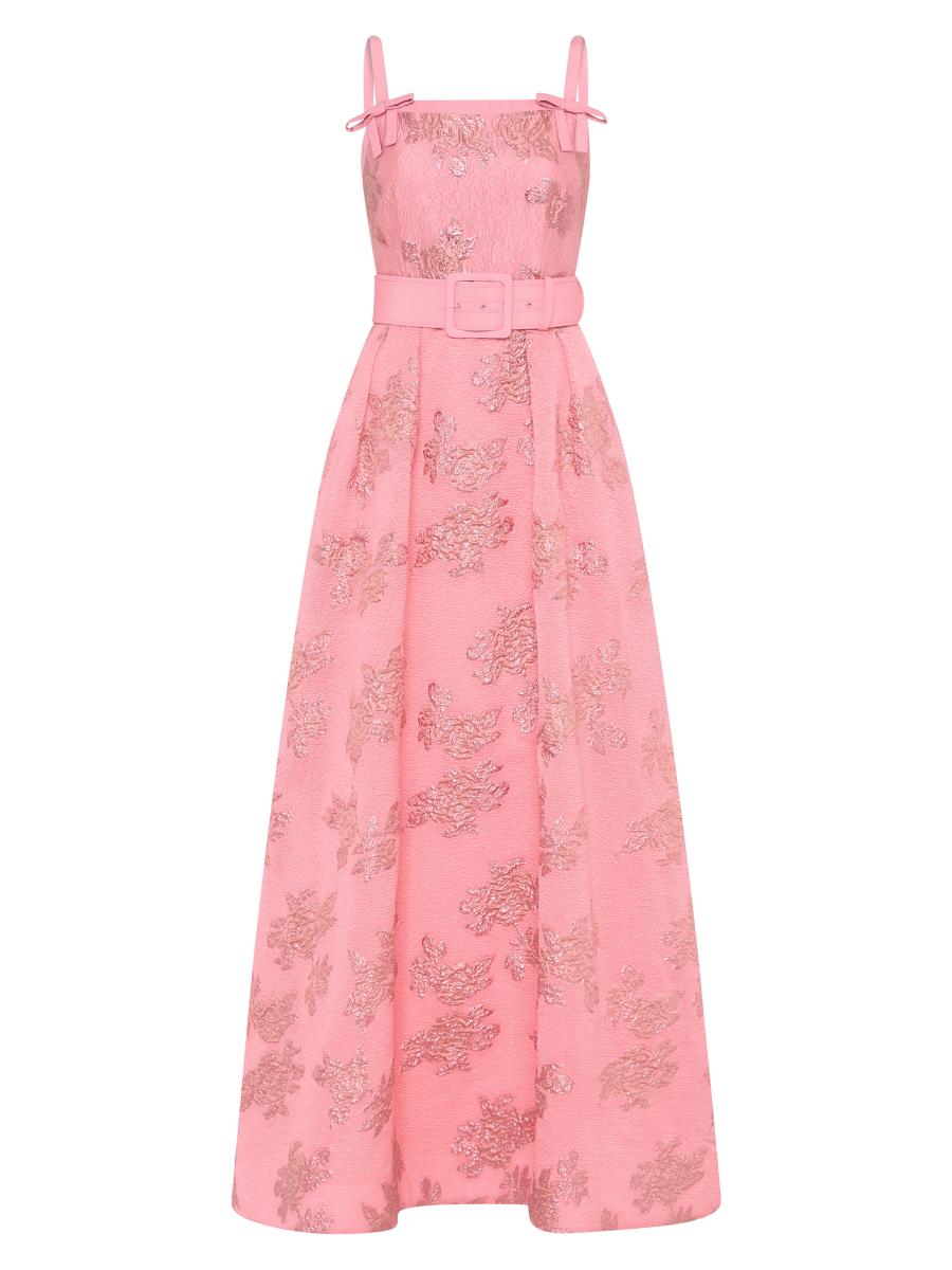 Rebecca Vallance Annette Metallic Floral Jacqaurd Gown