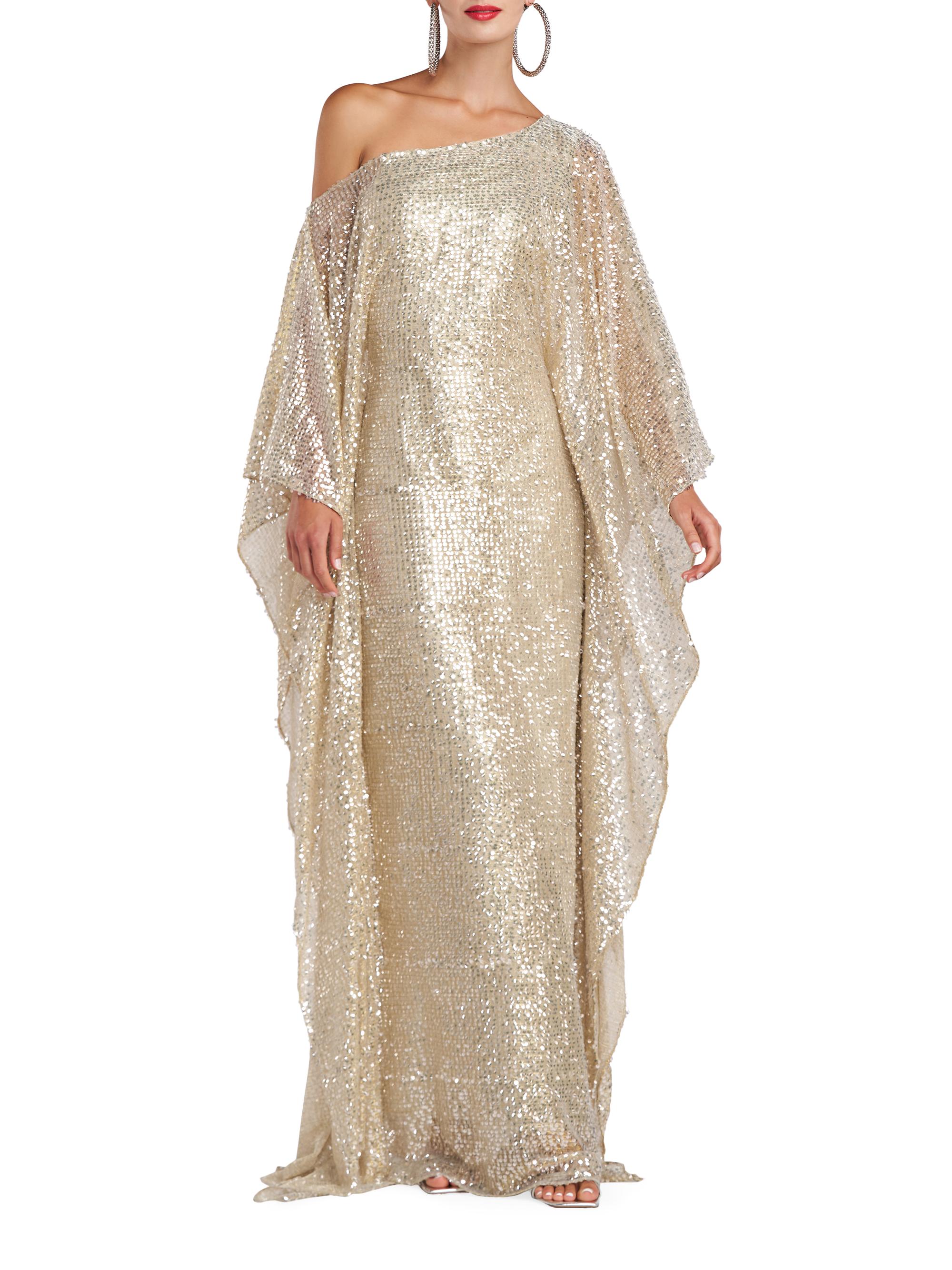 Halston Women's Dee Sequined Caftcan Gown - Champagne