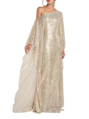 Saks Champagne Evening Gowns