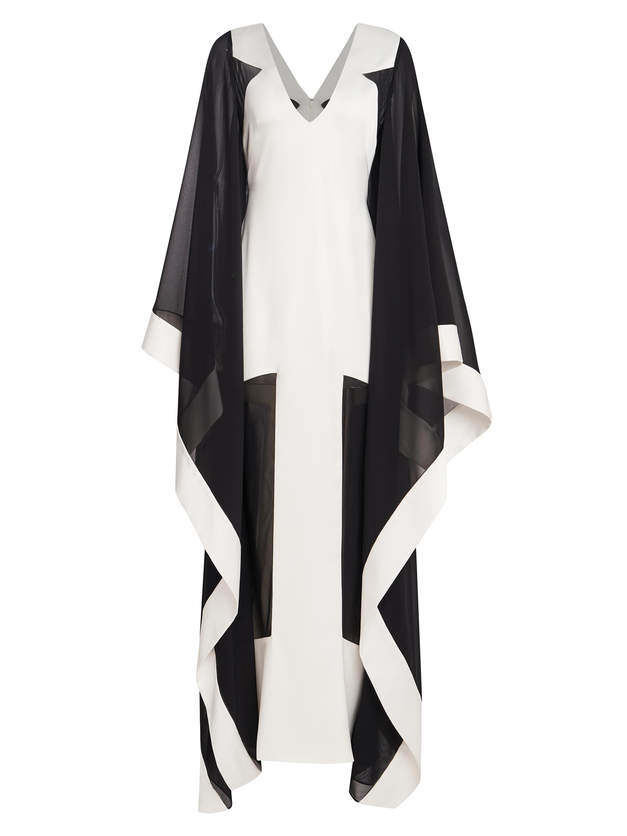 Halston Women's Yara Satin & Chiffon Gown - White Black