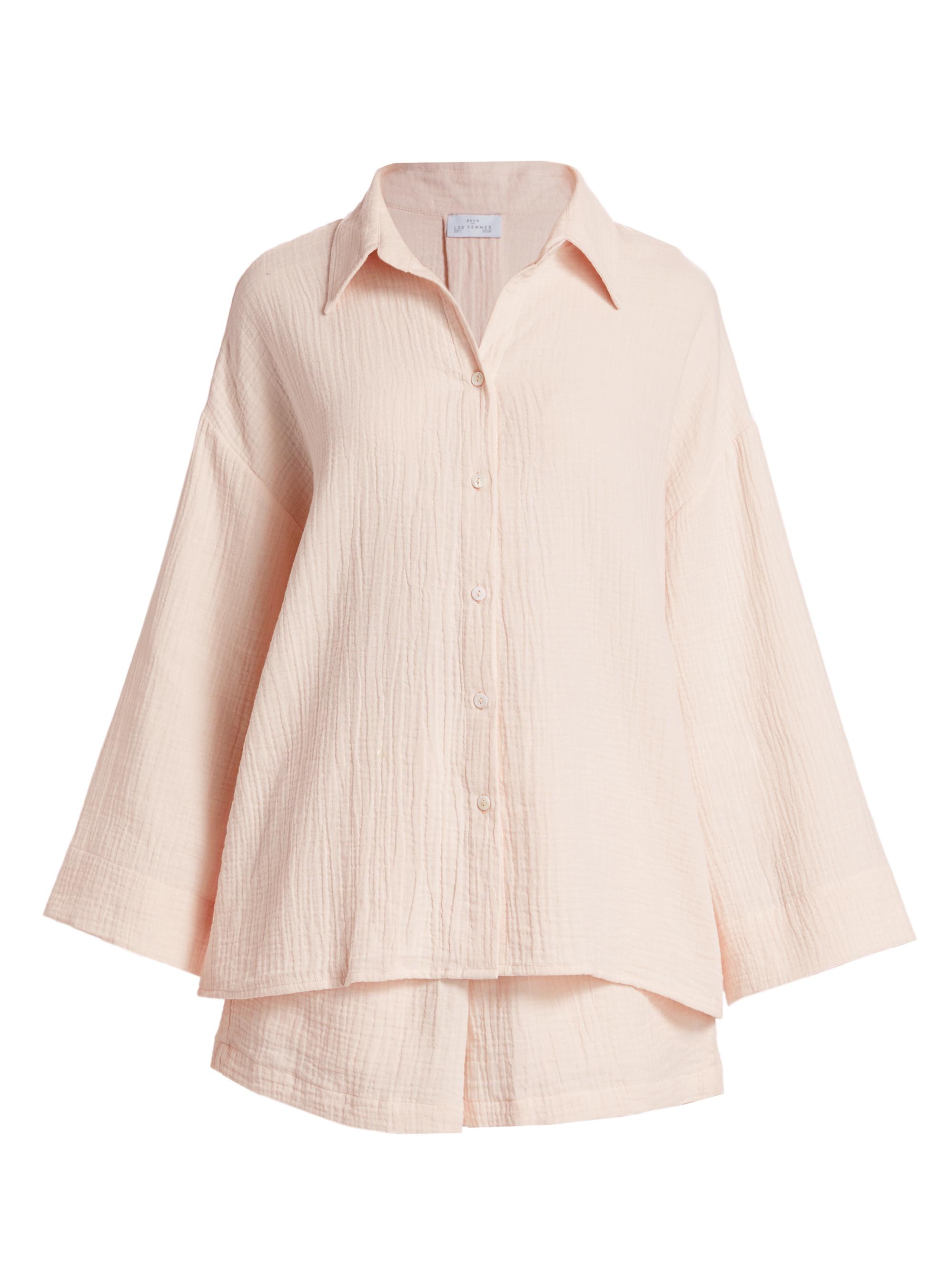 Pour Les Femmes Women's Angel Cotton Gauze 2-Piece Lounge Set - Pink