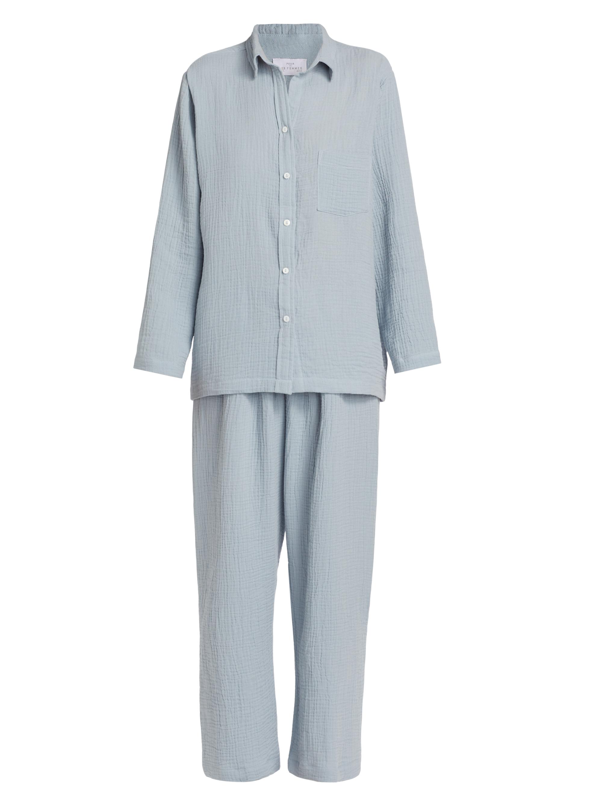 Pour Les Femmes Women's Angel Cotton Gauze Long 2-Piece Pajama Set - Celestine