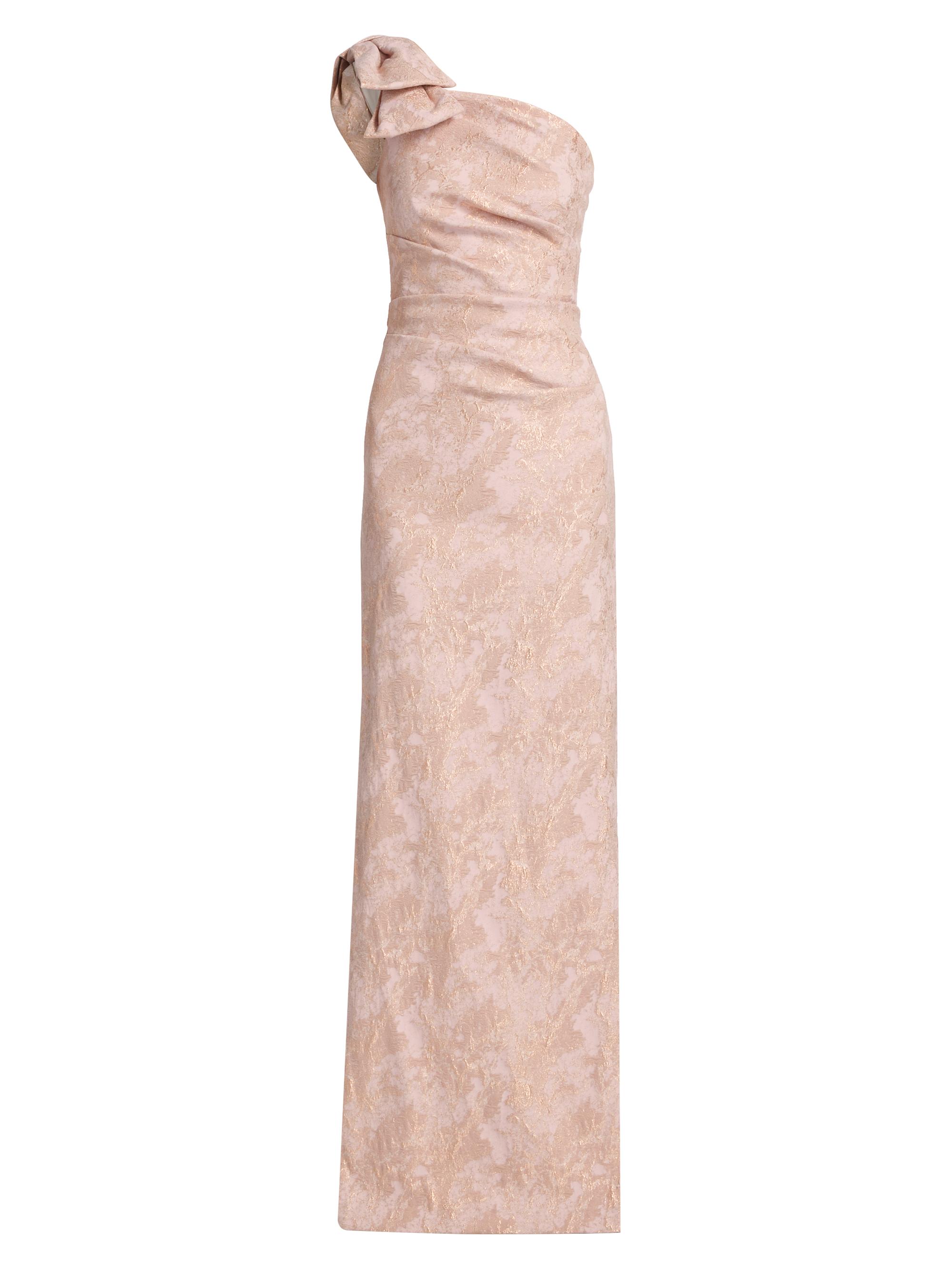 Teri Jon by Rickie Freeman Women's Metallic Jacquard One-Shoulder Column Gown - Pink Gold