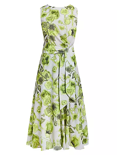Leafy Fit-&-Flare Midi-Dress