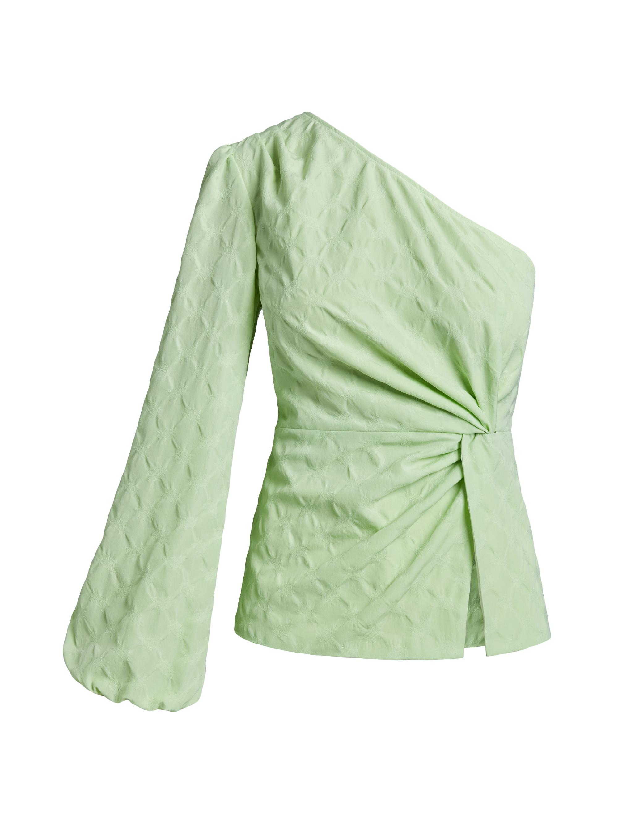Santorelli Women's Textured One-Shoulder Blouse - Green Tea