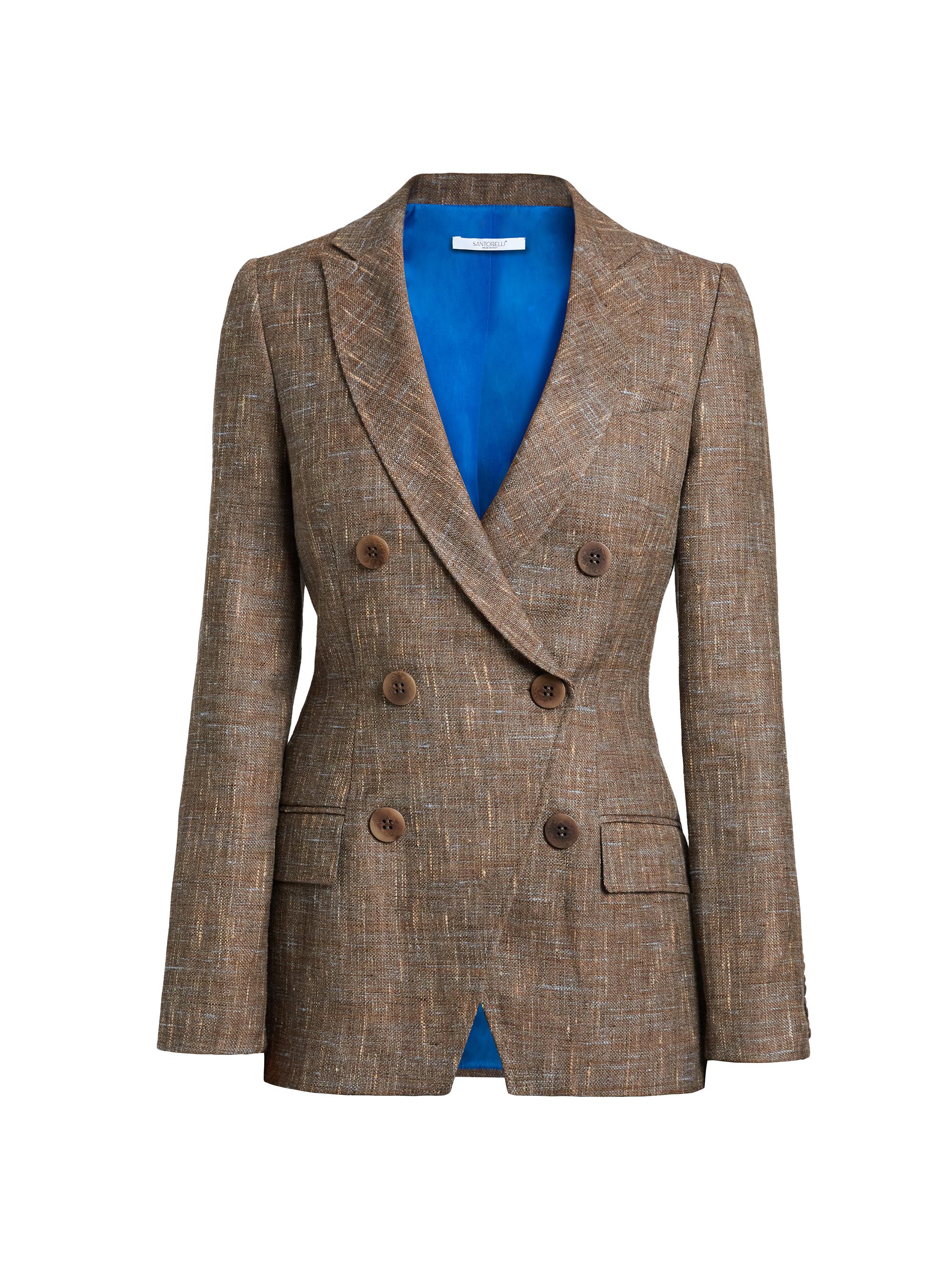 Santorelli Women's Paco Virgin Wool-Linen Double-Breasted Jacket - Saddle