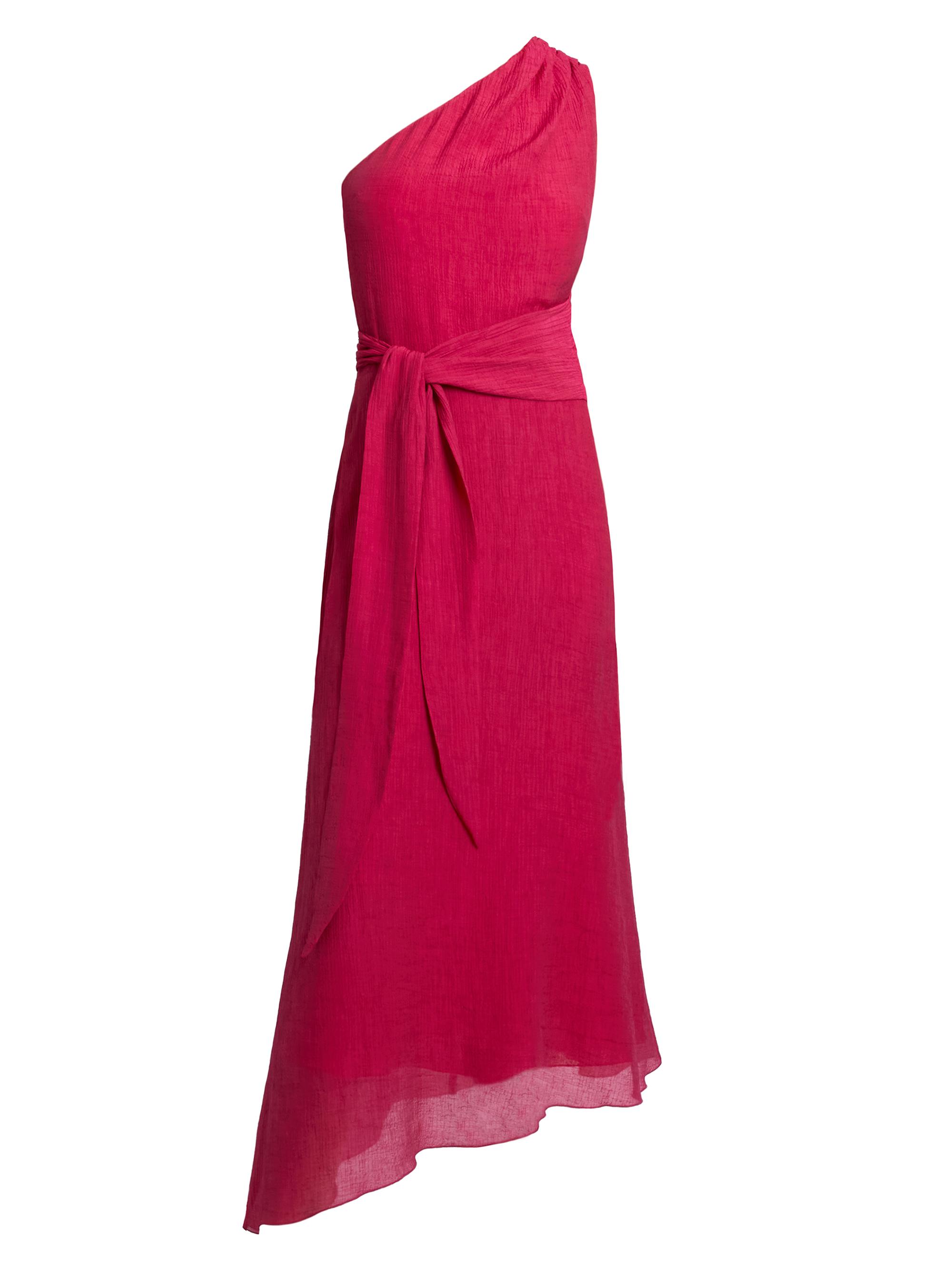 Santorelli Women's Georgette Asymmetric One-Shoulder Midi-Dress - Raspberry