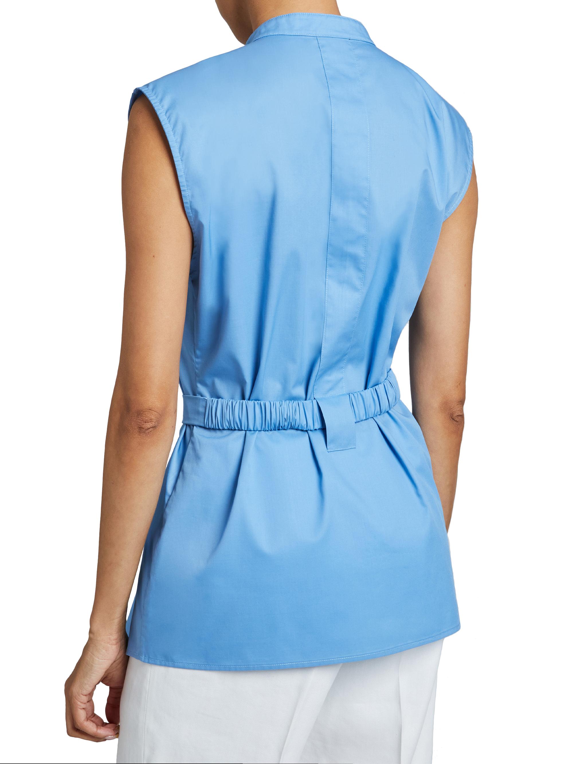 Lizette Tie-Waist Cotton-Blend Sleeveless Shirt