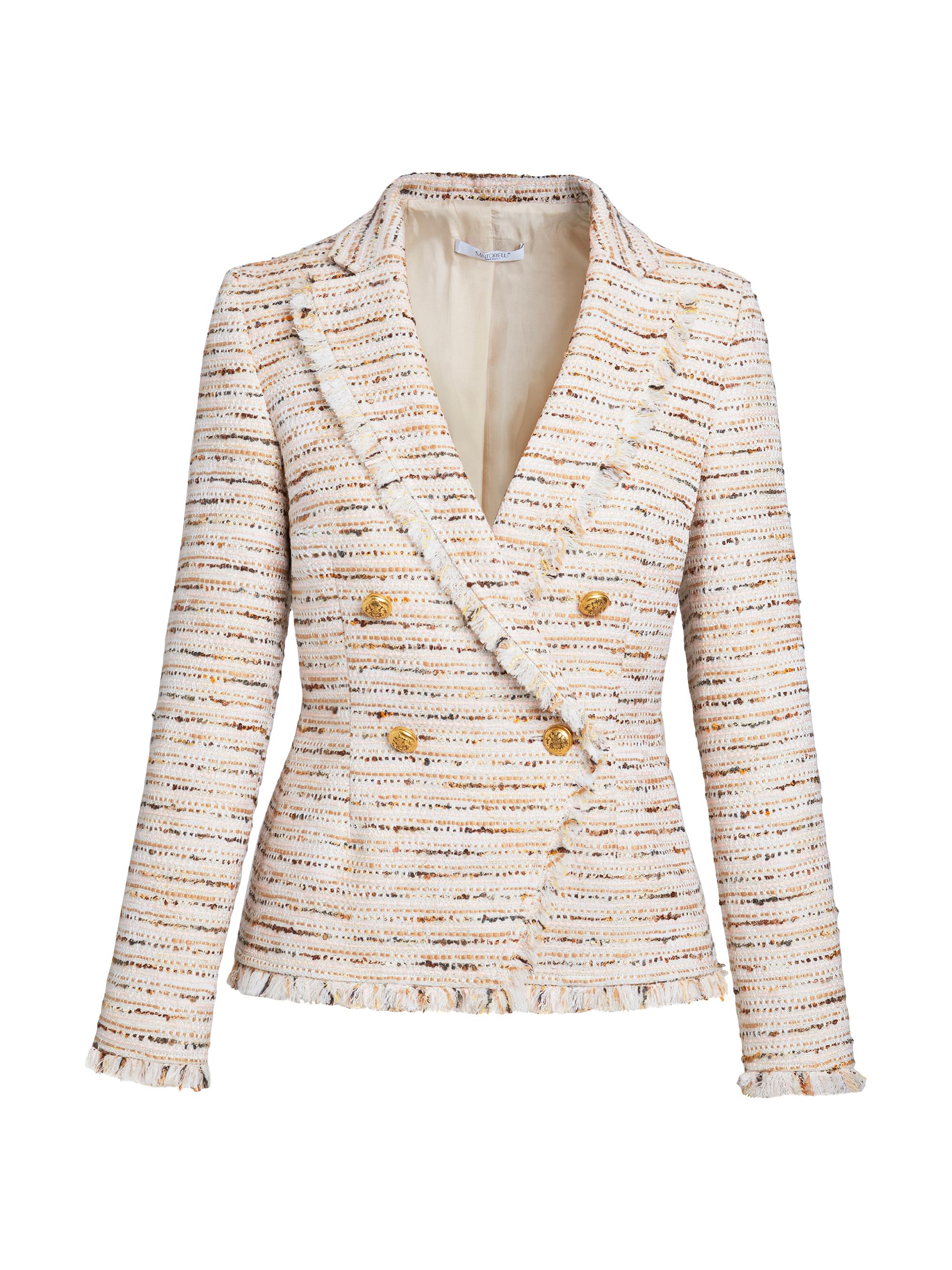 Santorelli Women's Tweed Double-Breasted Jacket - Sand