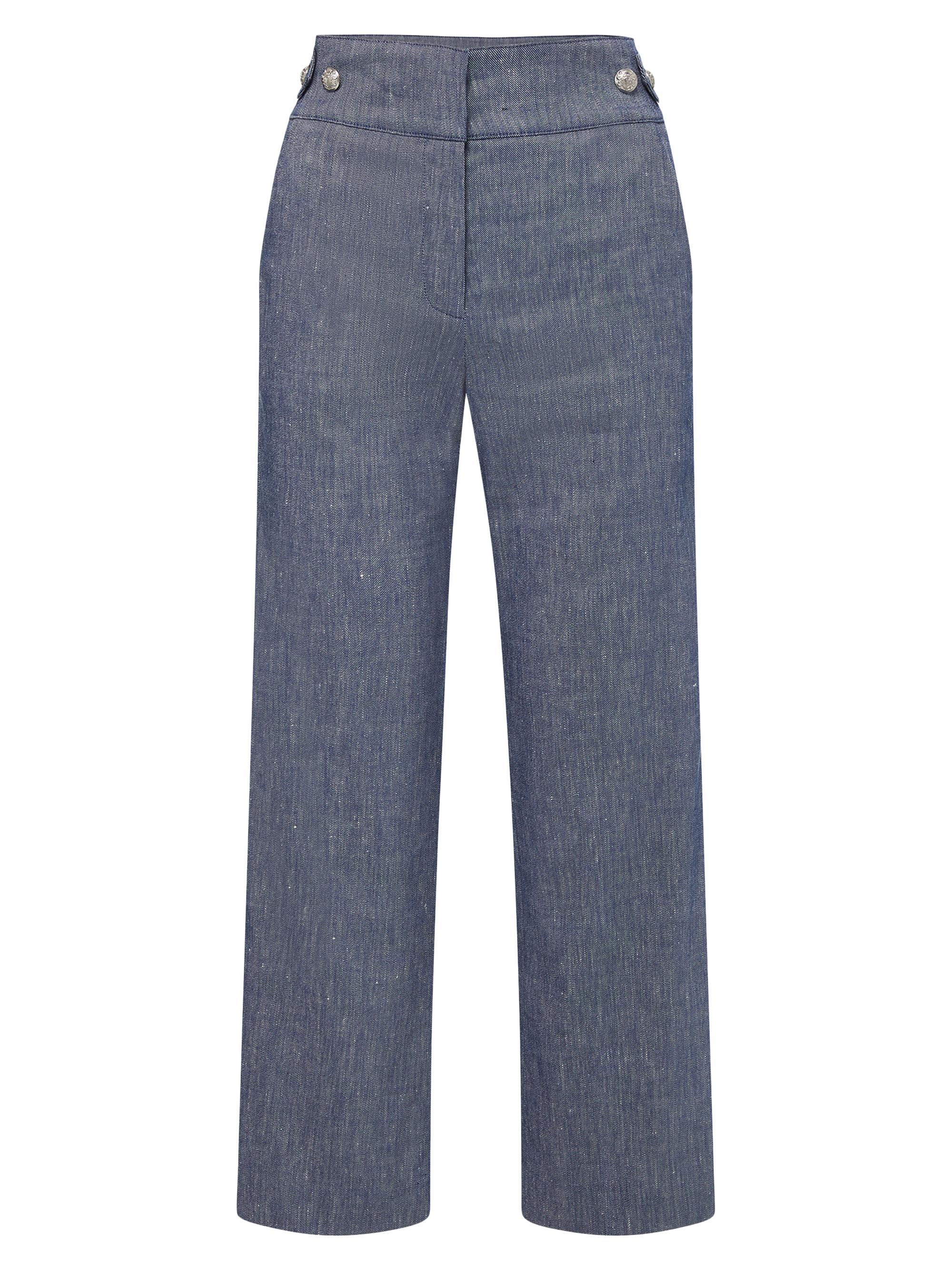 Veronica Beard Aubrie Linen-Blend Straight-Leg Pants | Saks Fifth