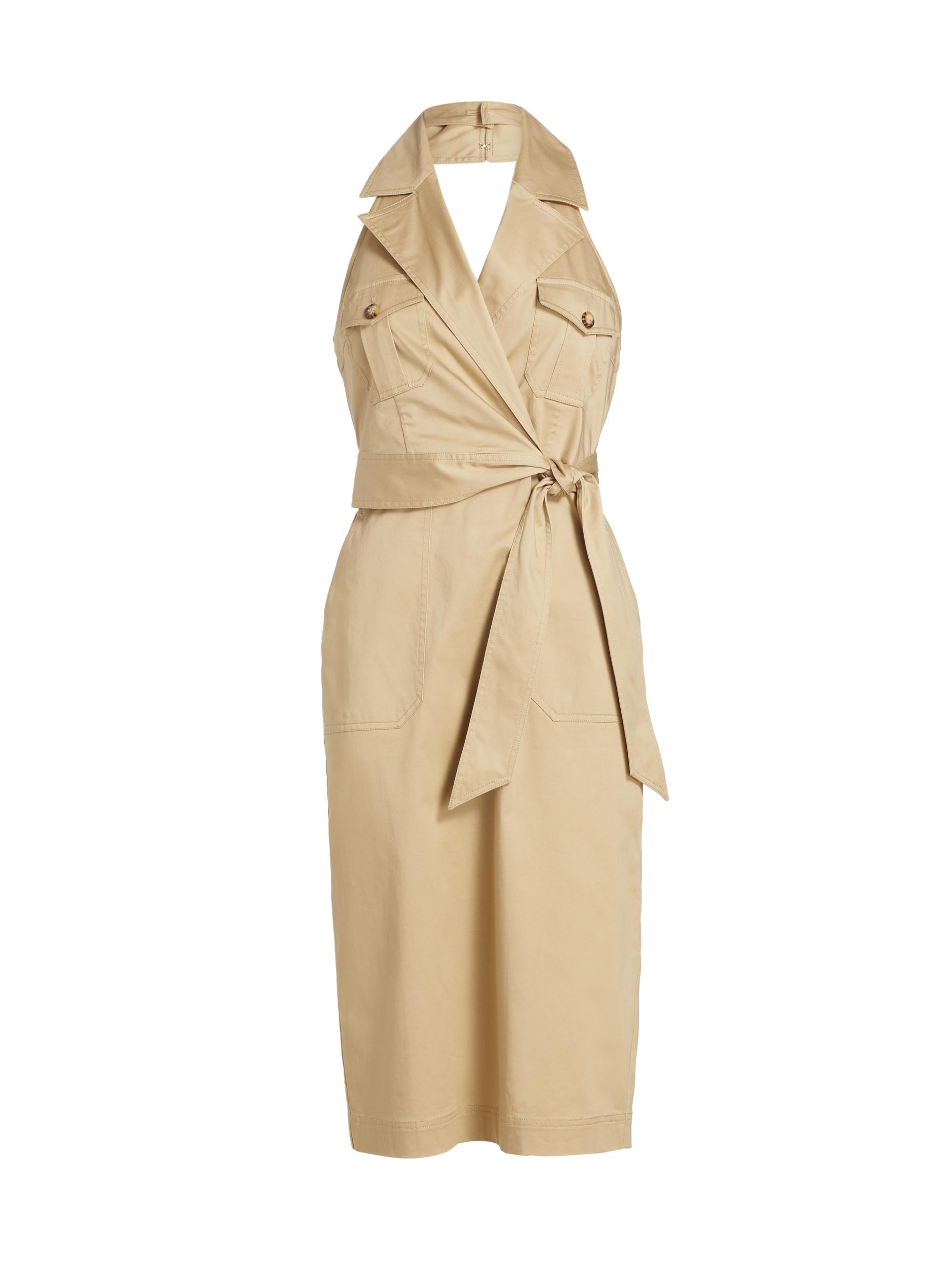 Veronica Beard Women's Kitana Stretch Cotton Tie-Waist Midi-Dress - Pebble Khaki