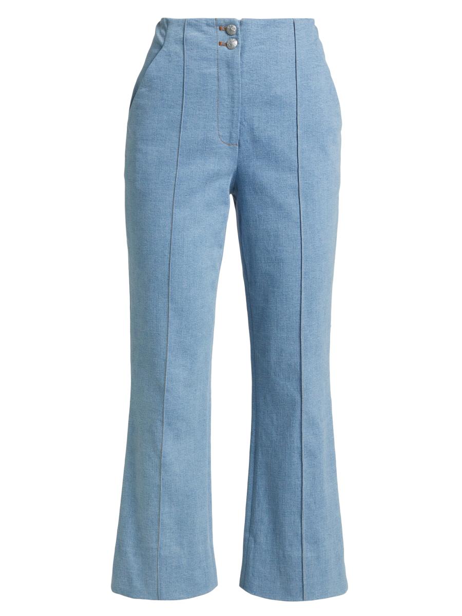 【Veronica Beard】 Daniela high-riseストレートジーンズ Daniela metallic high-rise straight jeans in silver