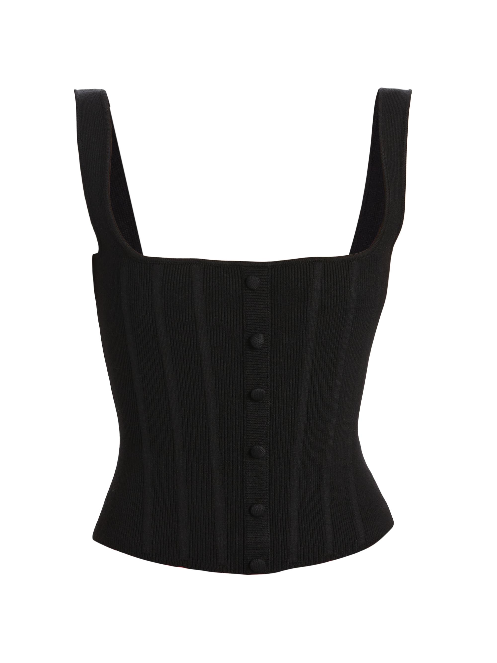 Guizio Women's Rib-Knit Scoopneck Corset - Black