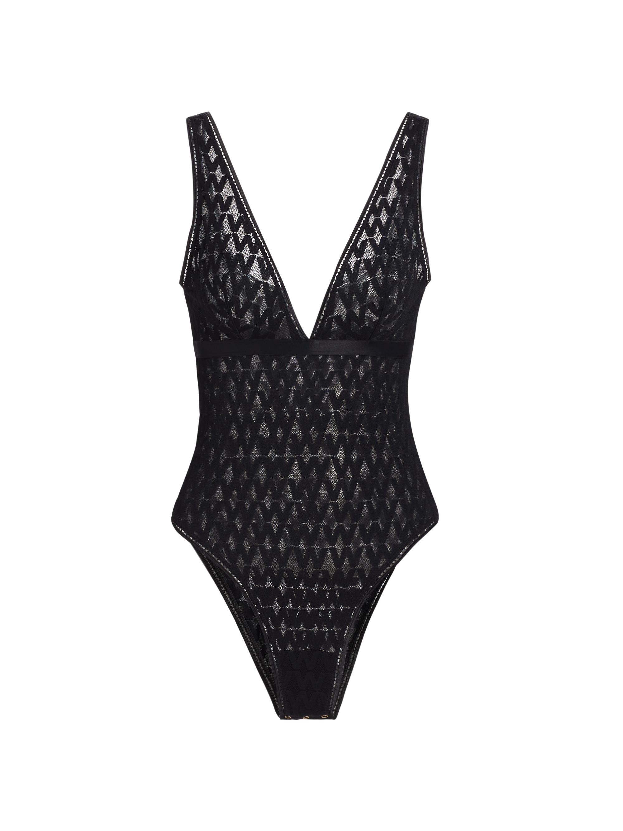 Wolford Women's Sheer Logo Bodysuit - Black