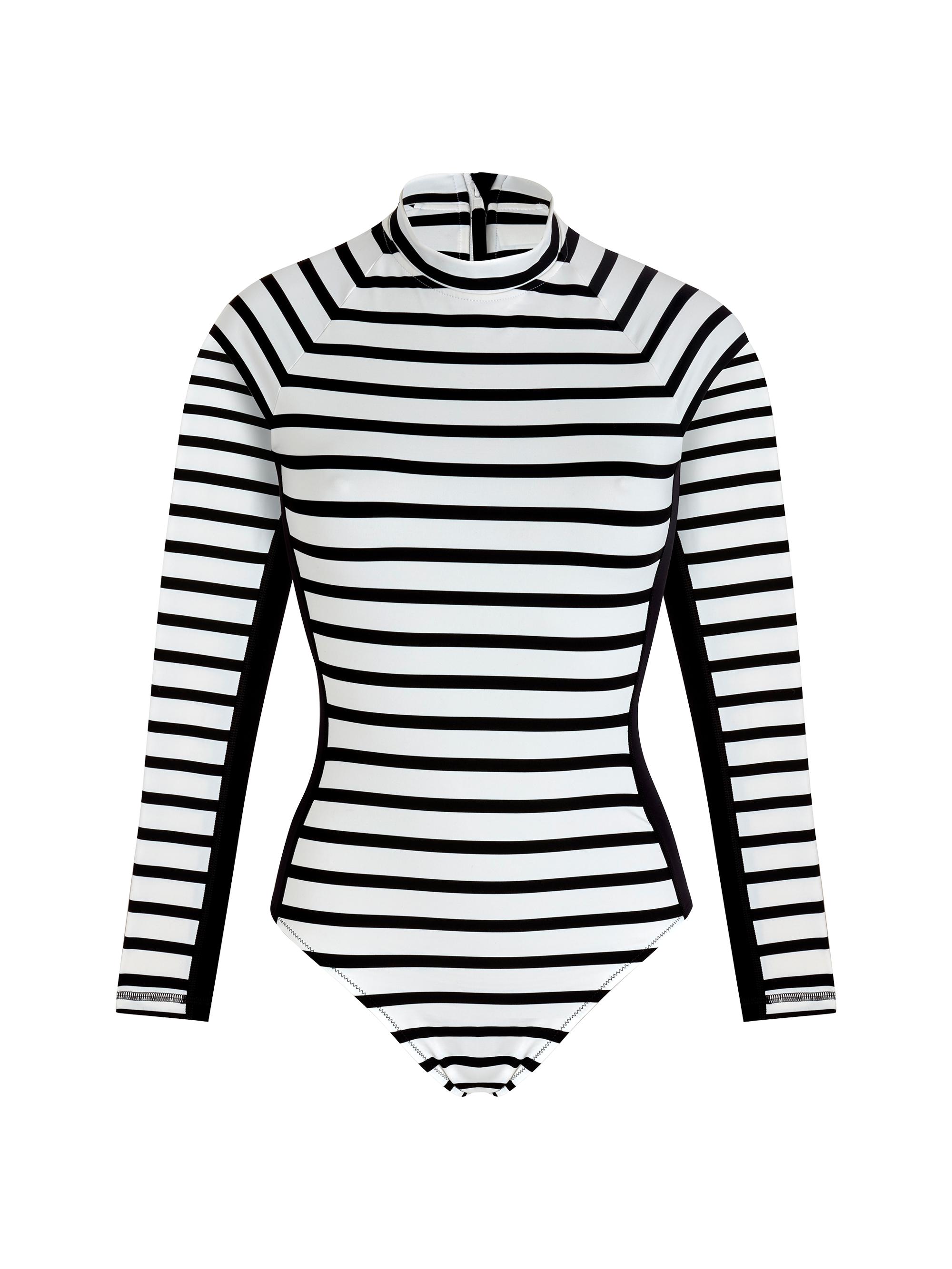 Vilebrequin Women's Striped Long-Sleeve Rashguard - Noir Blanc