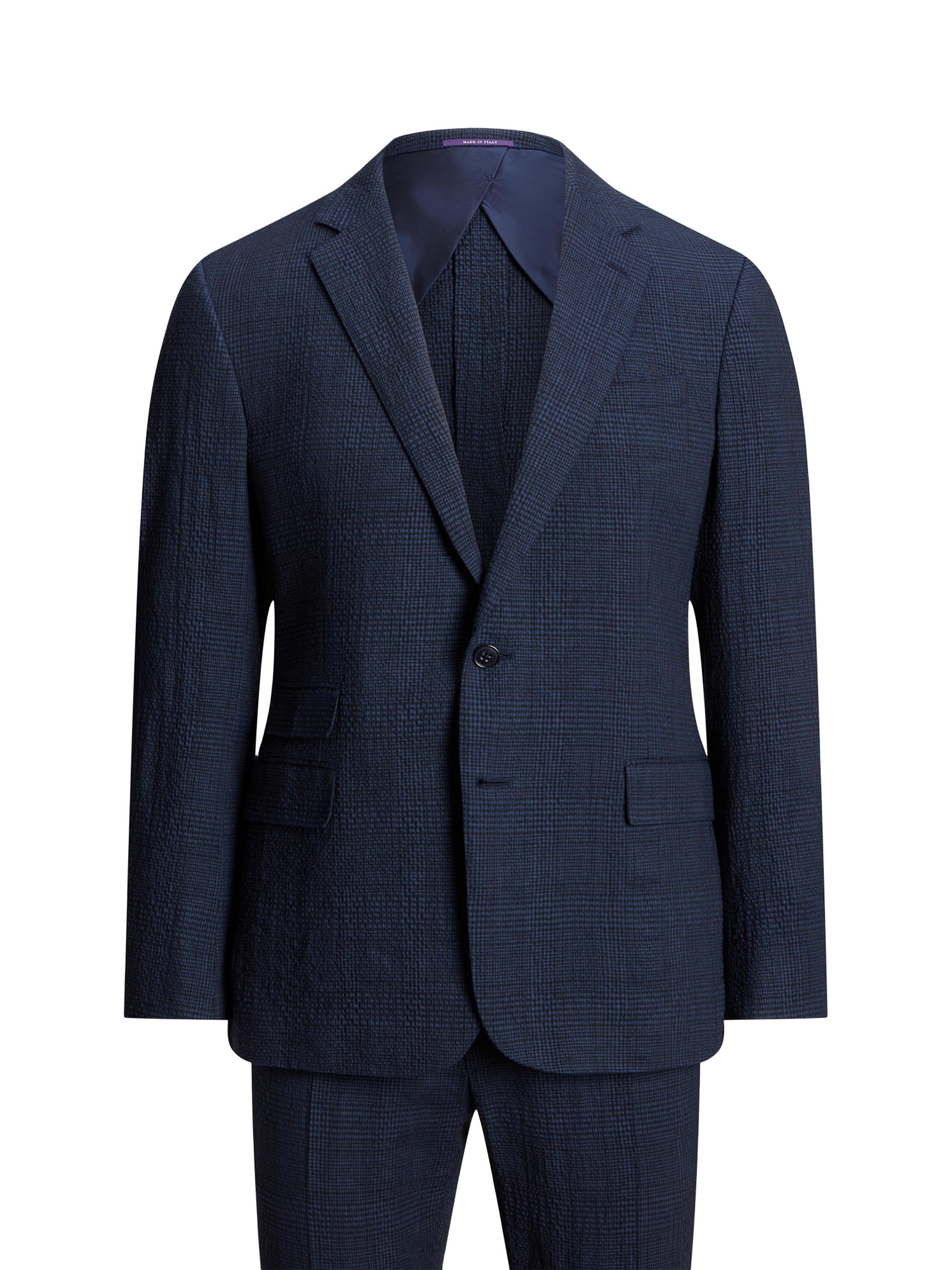 Canali seersucker single-breasted blazer - Blue