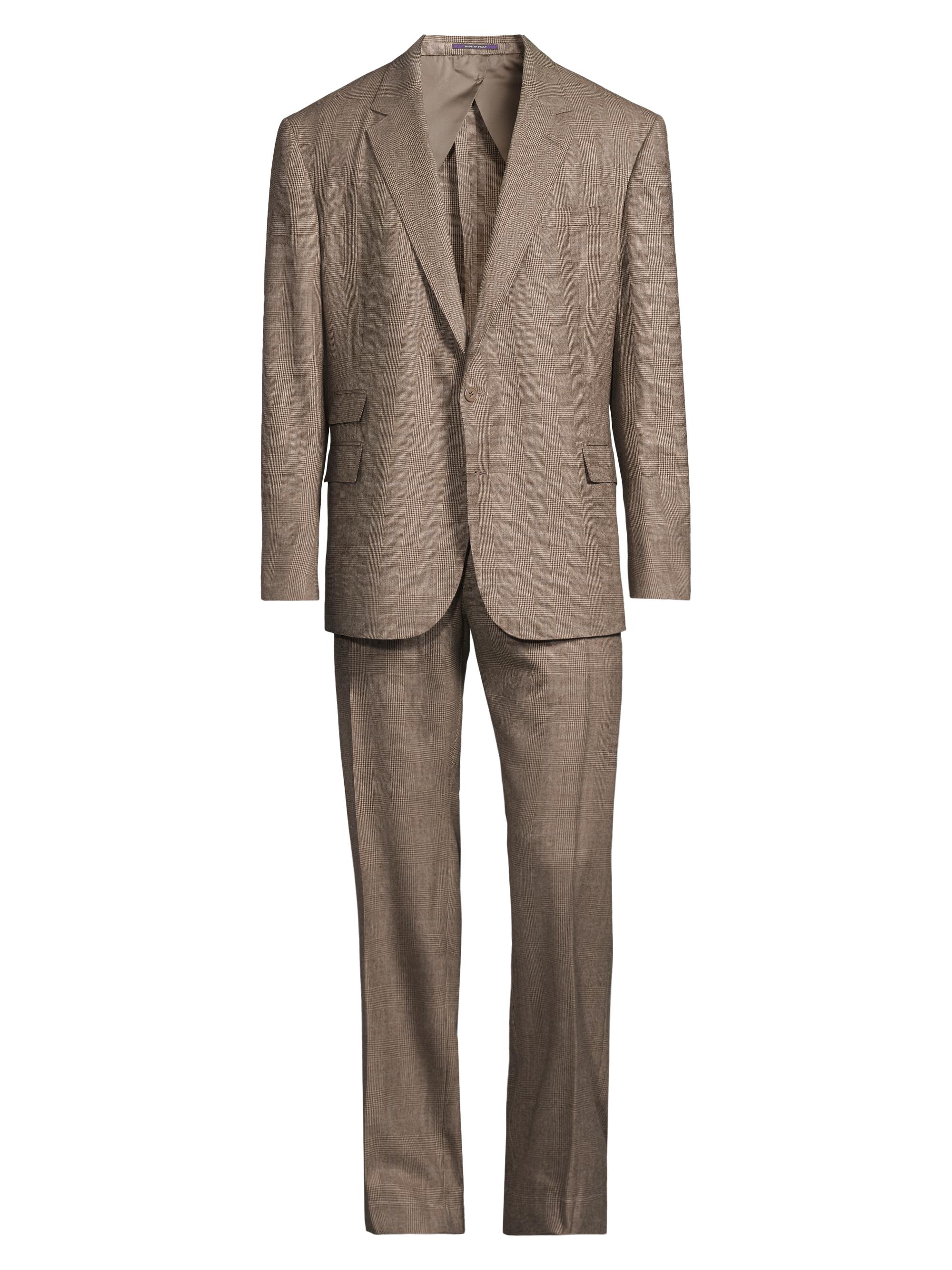 Ralph Lauren Purple Label Men's Kent Single-Breasted Wool-Cashmere Suit - Tan Brown Purple Deco
