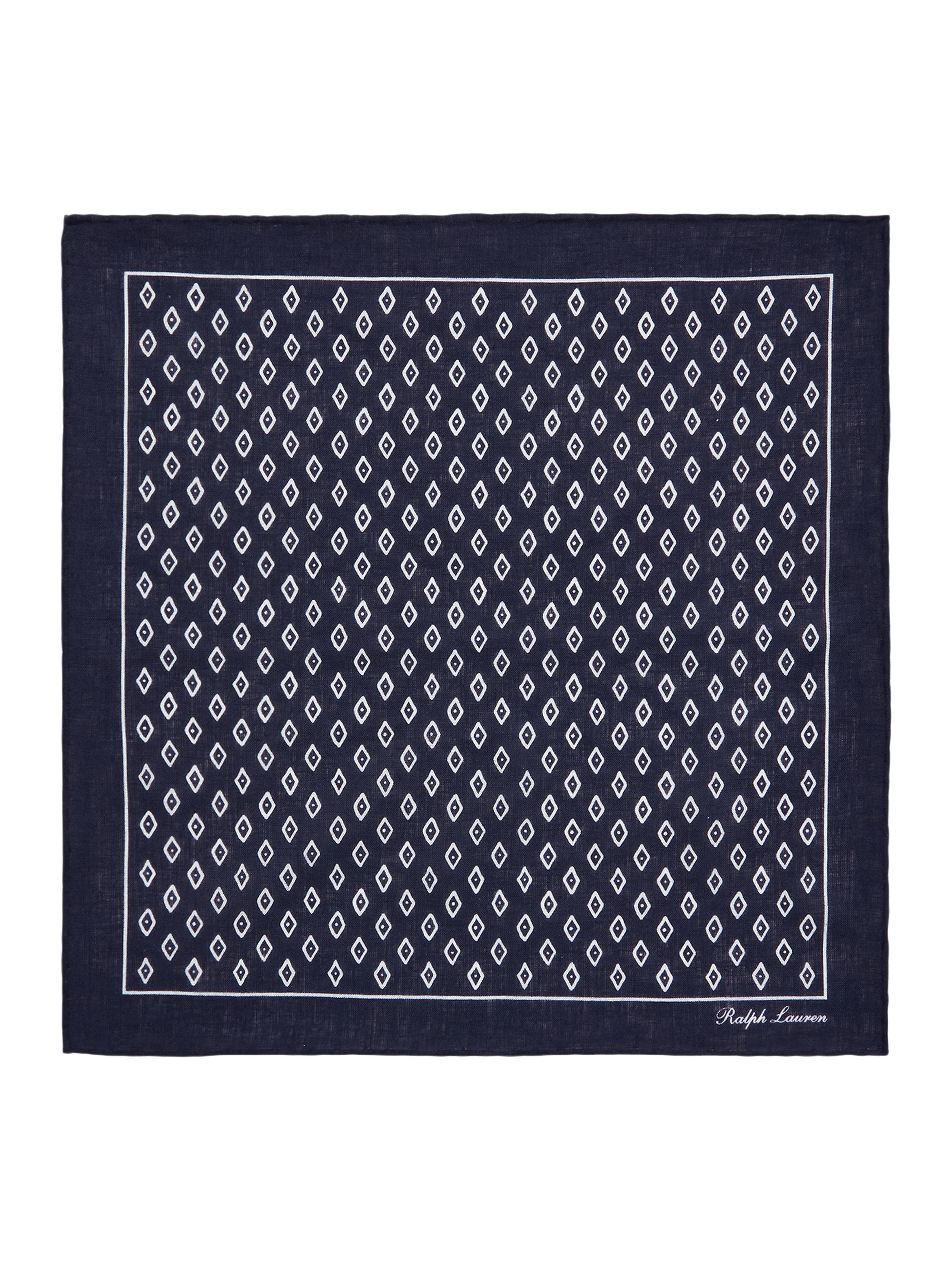 Ralph Lauren Purple Label Men's Printed Linen Pocket Square - Navy